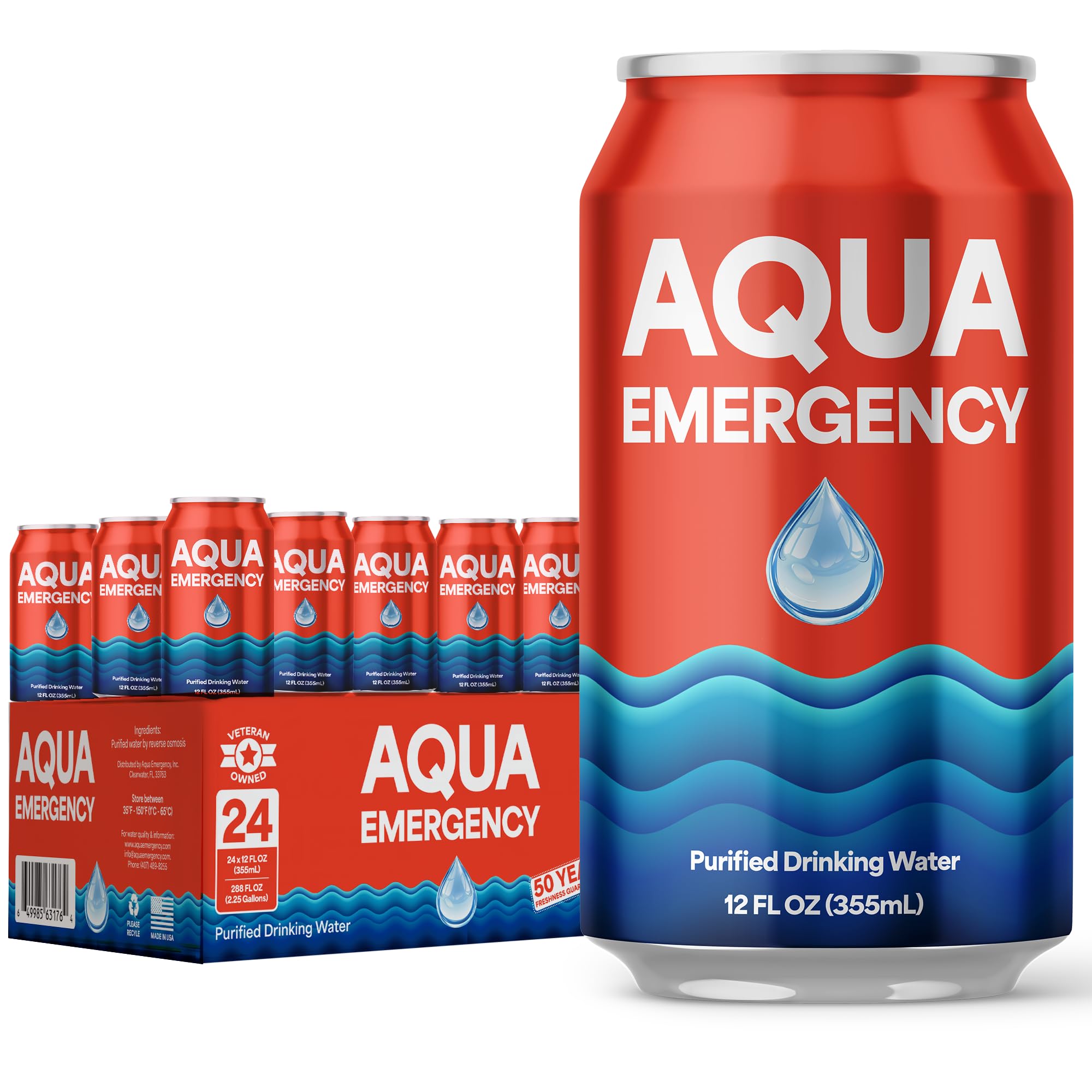 Amazon.com : Aqua Emergency Drinking Canned Water- (24 Cans) 12 fl