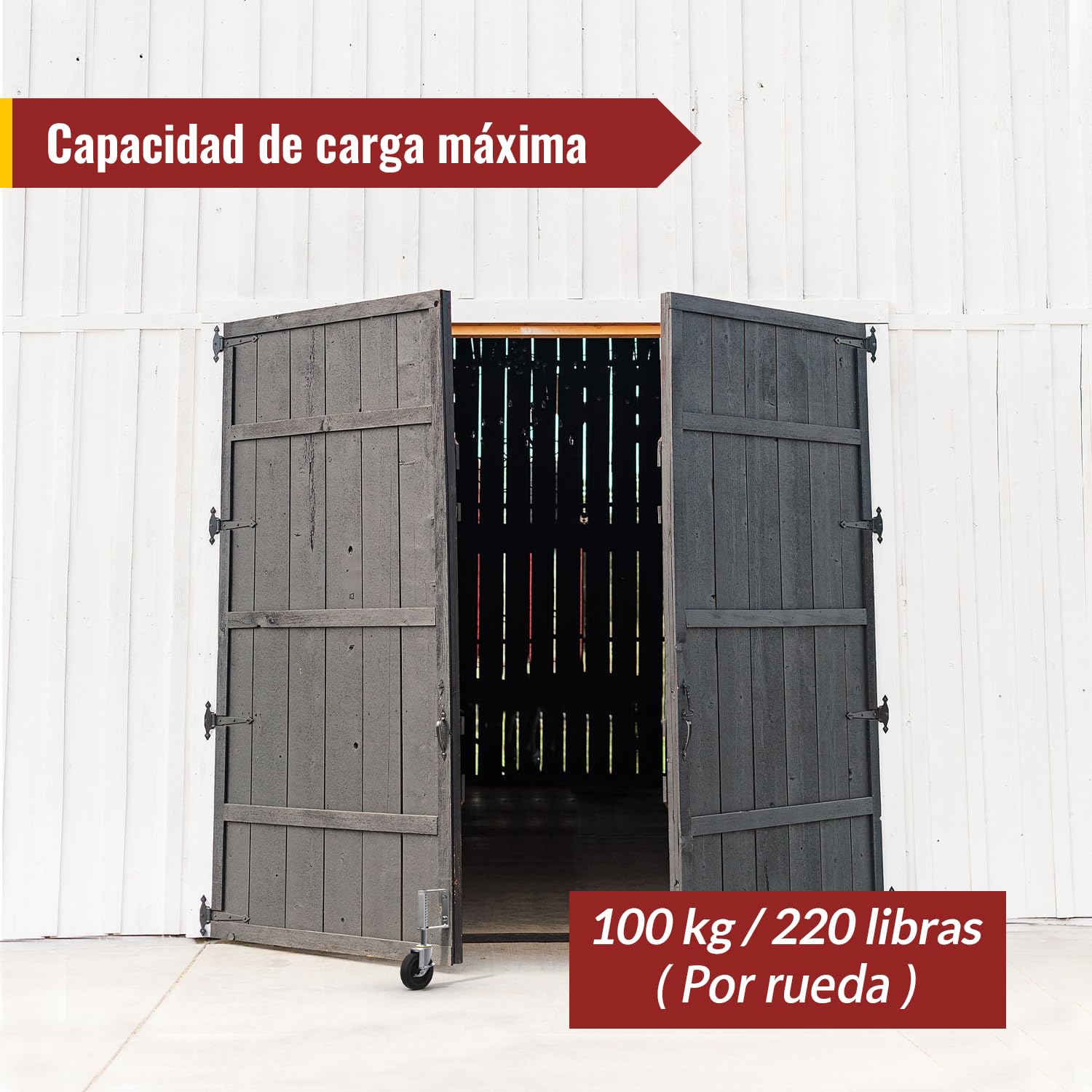 HOLKIE Rueda Giratoria de 100 mm para portón,ruedas con muelle para puertas pesadas de madera y vallas,capacidad de carga 100 kg (2 piezas)