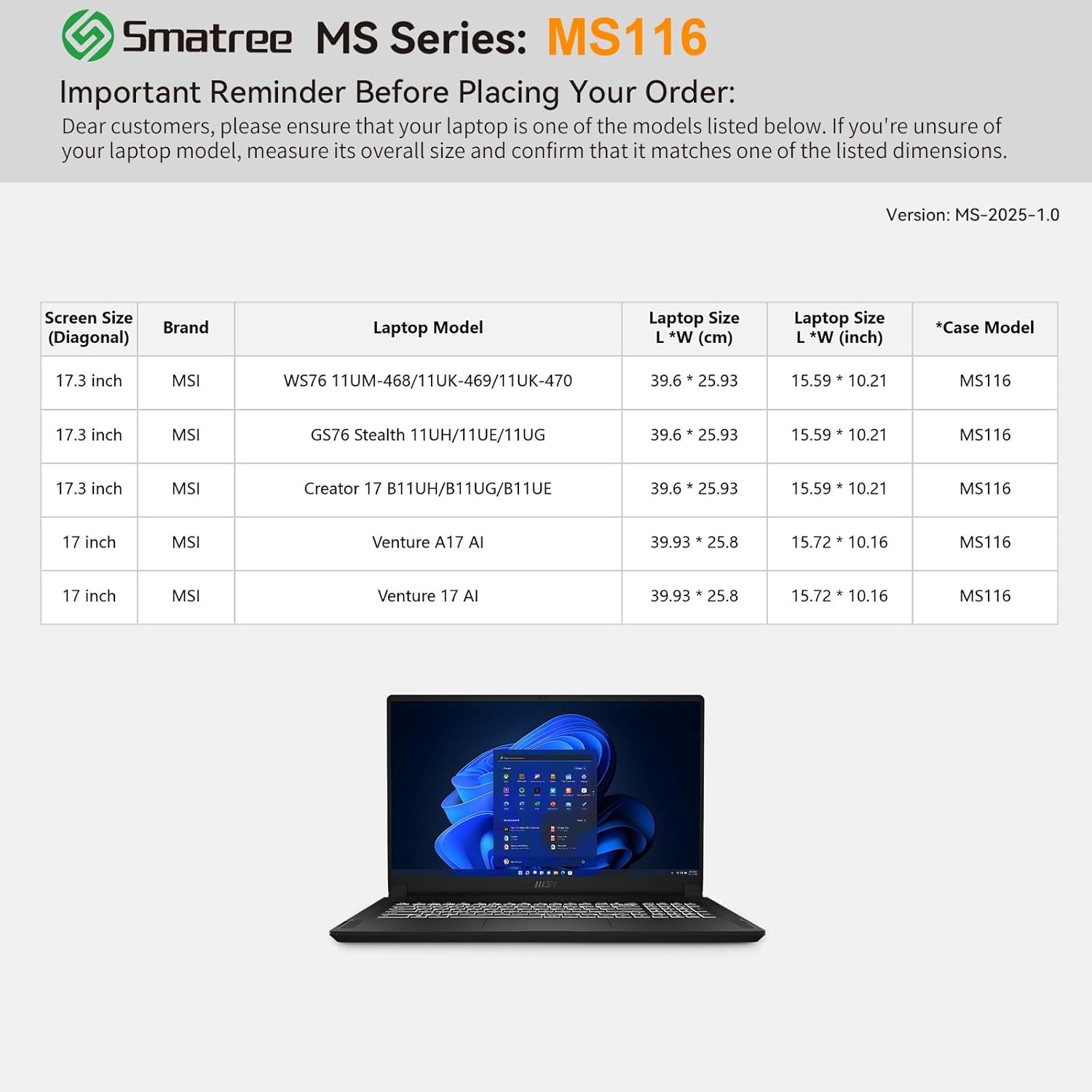 Smatree MS116 Hard EVA Protective Sleeve Case with Stand Compatible for 17 inch MSI Venture A17/17 AI, for 17.3 inch Creator 17 B11U, for 17.3inch MSI GS76 Stealth 11U/WS76 11U Waterproof Sleeve