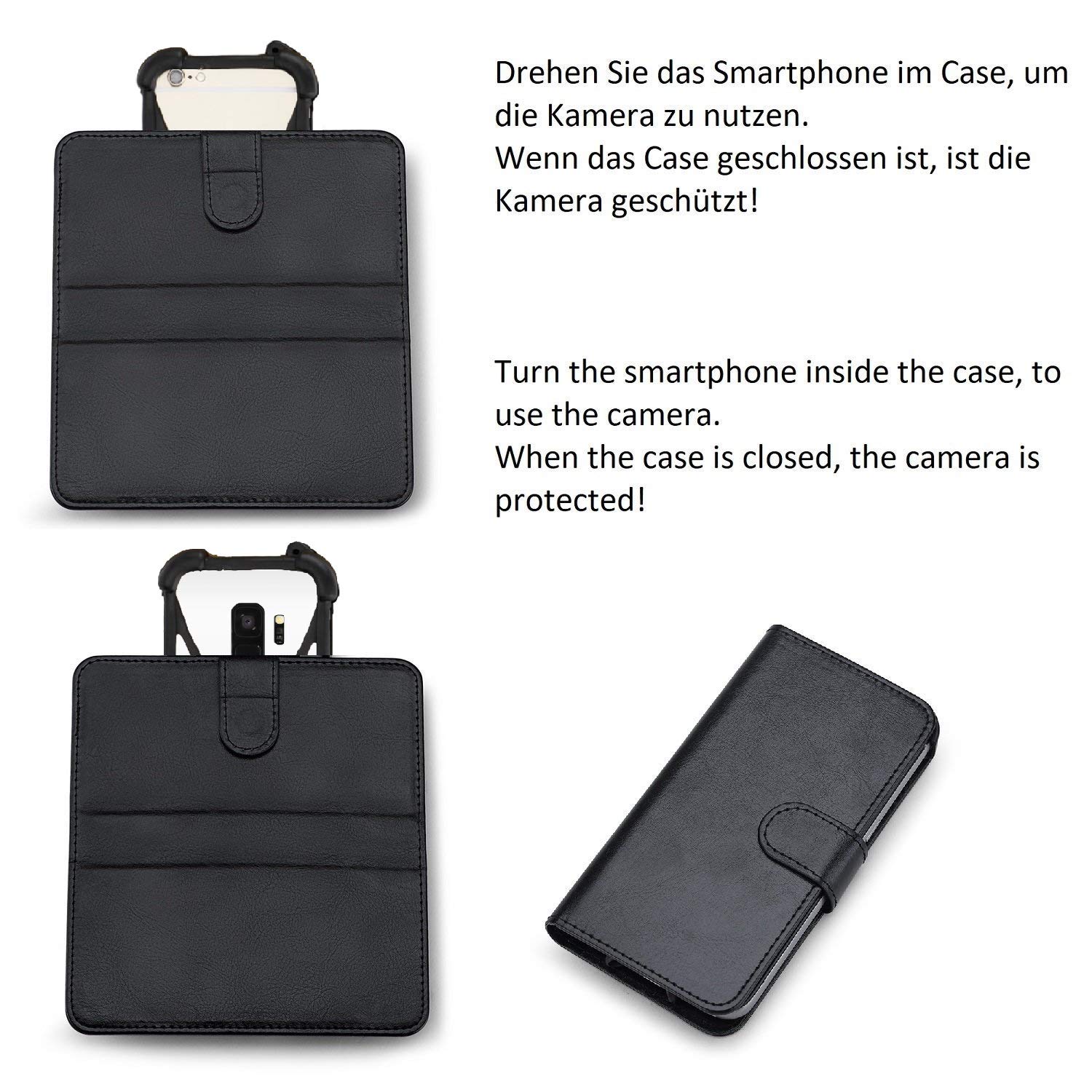 K-S-Trade Protective Case For Caterpillar Cat S41 Wallet Case Protective Pocket Compatible With Caterpillar Cat S41, Black, Artificial Leather Fully - View #9