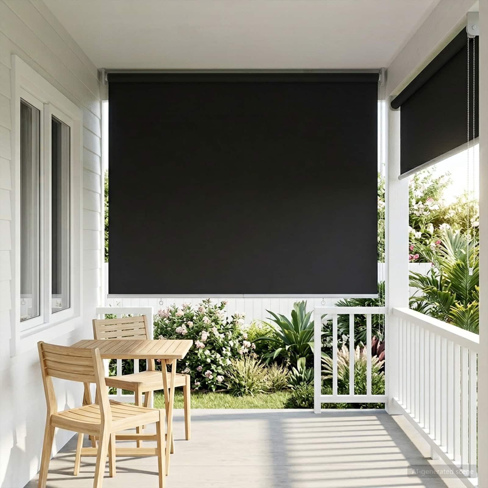 Tenda avvolgibile in poliestere antracite, protezione UV | Montaggio a parete o soffitto, controllo termico, filtro luce, vita privata, soggiorno veranda