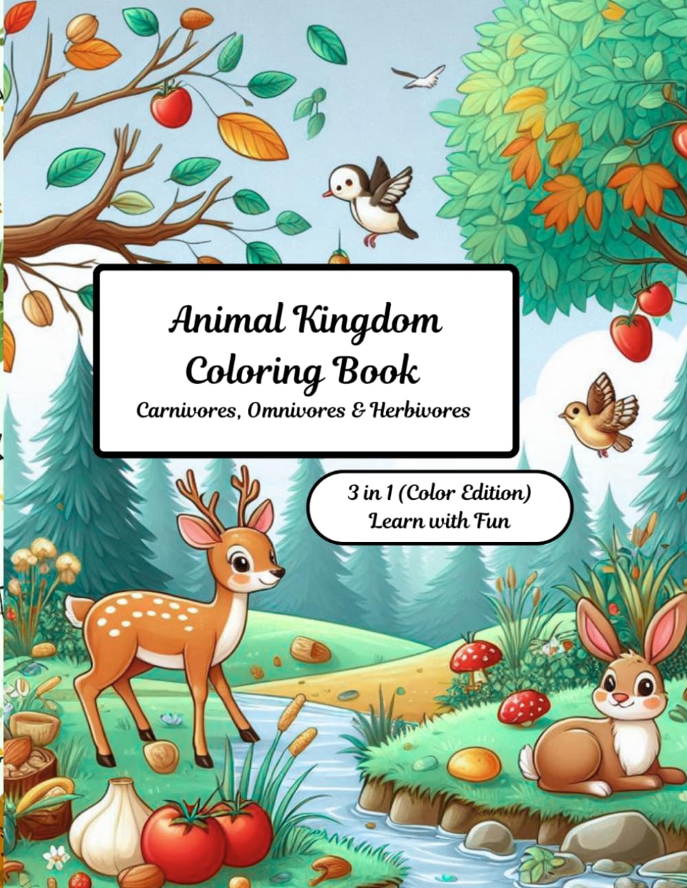 Animal Kingdom Coloring Book: Carnivores, Omnivores & Herbivores: Bundle of 3 in 1 (Color Edition)