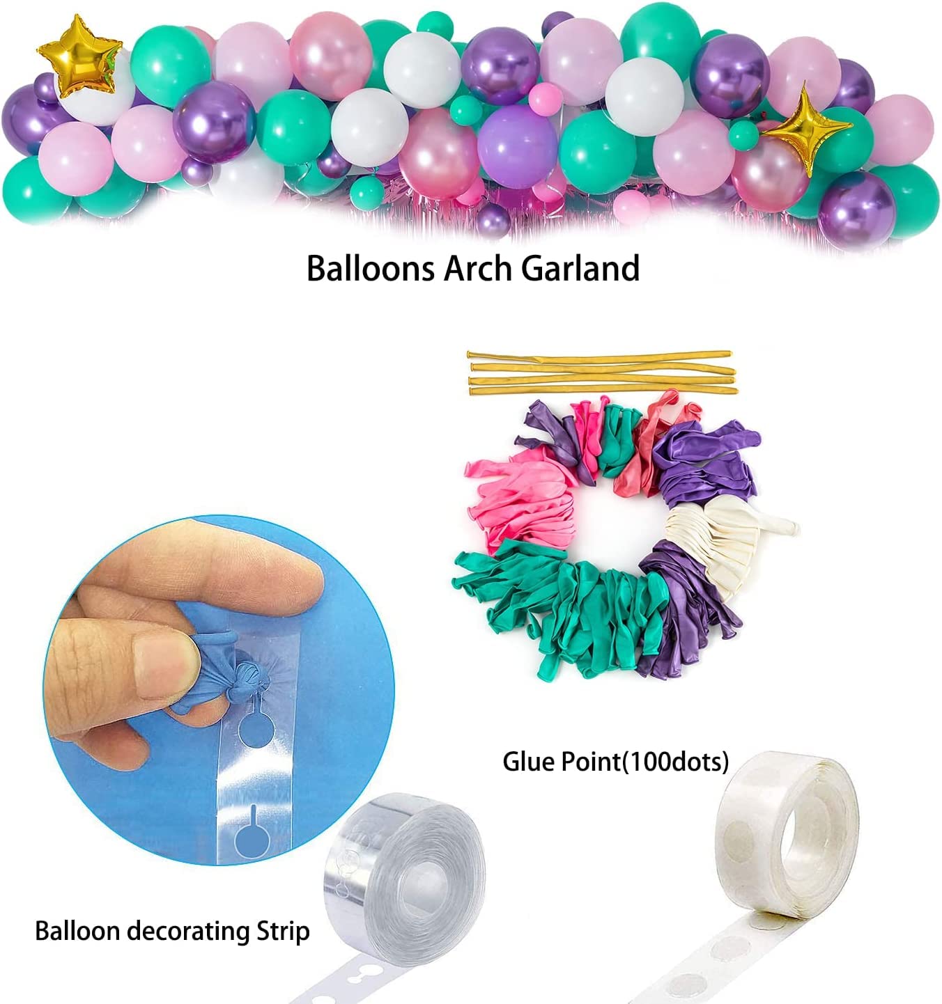 Unicorn Birthday Party Decorations, with Balloons Arch Garland Kit, Unicorn Foil Balloons, HAPPY BIRTHDAY Banner and Pink Curtains, Birthday Party Supplies for Girls