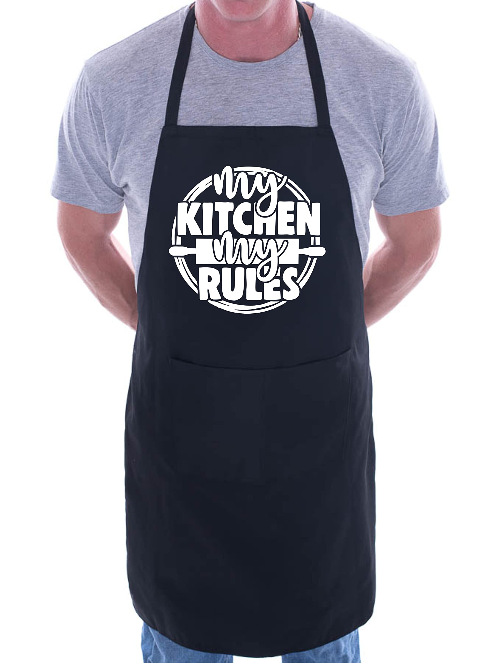 Print4U My Kitchen My Rules Funny Apron Novelty Cooking Baking BBQ Black