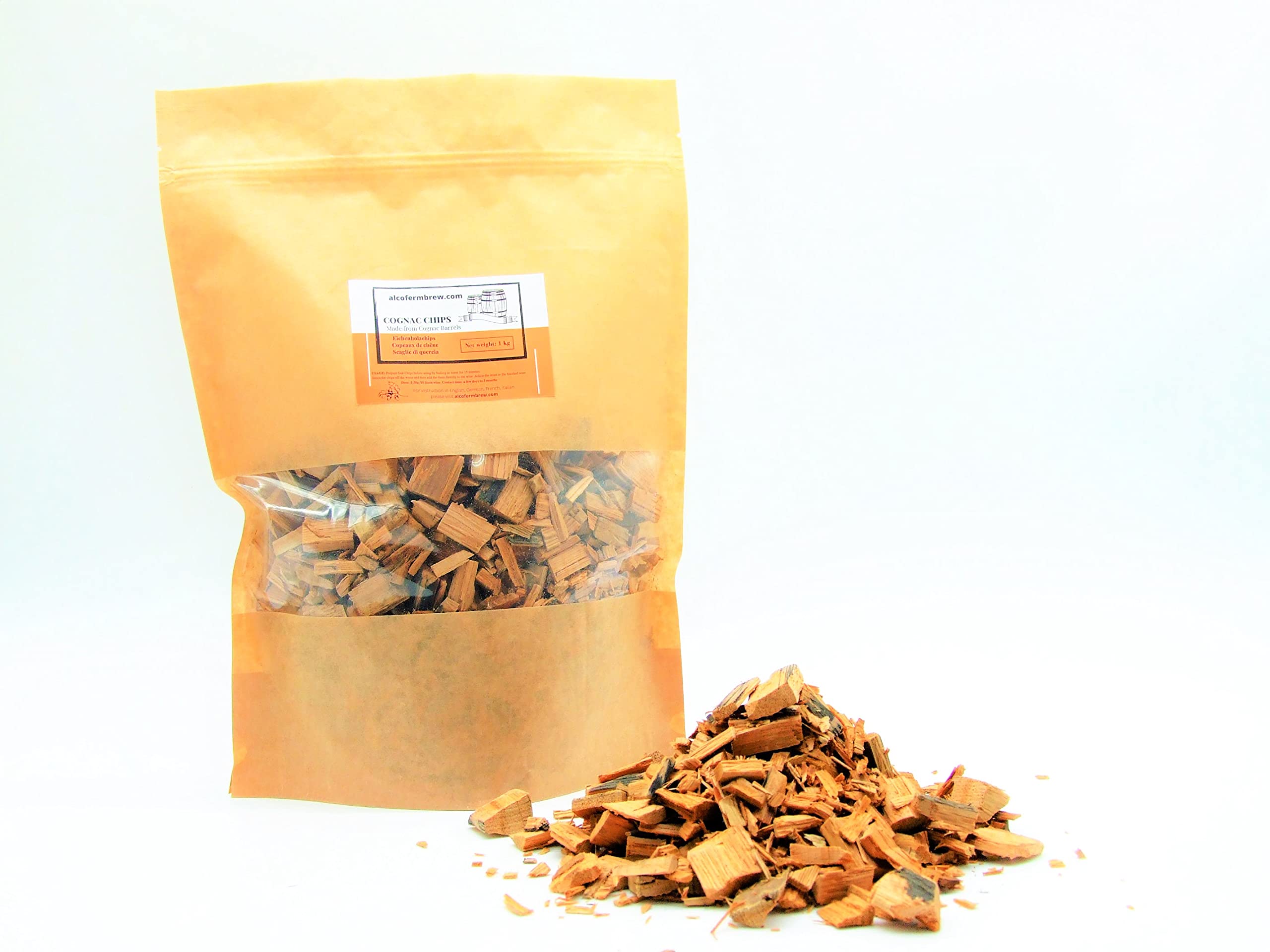 Cognac 1kg - Virutas de Roble | Astillas de Roble | Astillas de Madera | Envejecimiento del Vino | Oak Chips