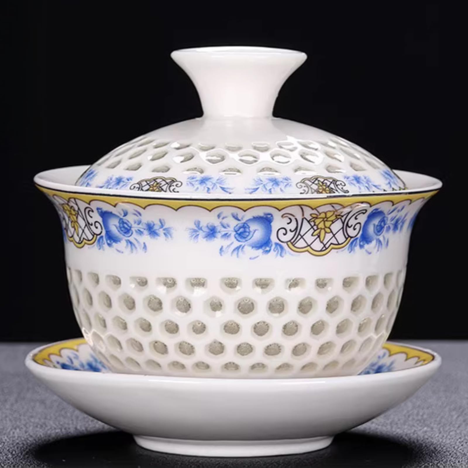 Mutton-fat Jade Ceramic Whiteware Sancai Gaiwan Teacup, 130ml 4oz, Kungfu Tea Set Tea Bowl