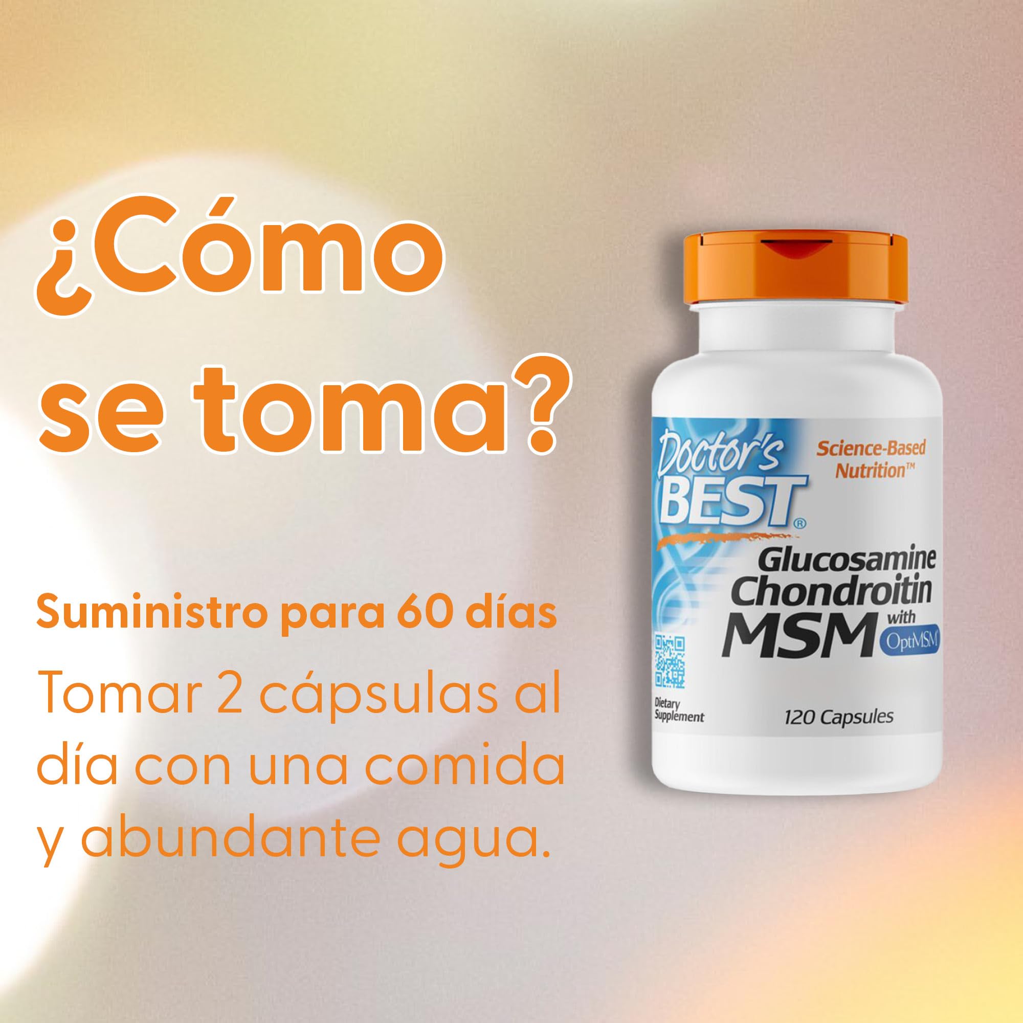 Doctor's Best, Glucosamin-Chondroitin MSM, con OptiMSM, 120 Cápsulas, Probado en Laboratorio, Sin Soja, Sin Gluten, No GMO