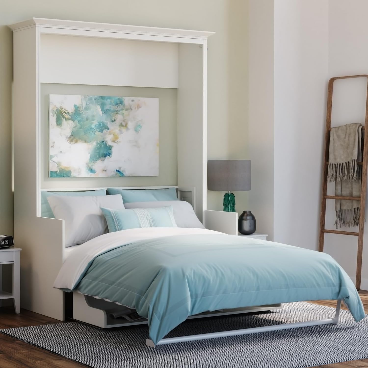 Xtraroom Alegra Queen Murphy Bed with Desk | Engineered and Solid Wood Construction | Smooth Painted Finish - No Melamine Used |Perfect for a Home Office Guest Bed | Murphy Desk Bed Queen Size