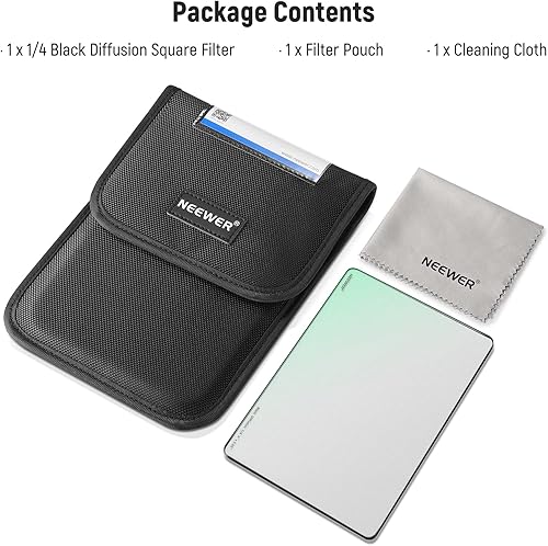 Vista 9 de NEEWER Filtro cuadrado de cine con efecto de ensueño de niebla de difusión negra de 1/4 x 5.65 pulgadas (rectangular) con vidrio óptico HD