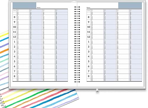 StriveZen, agenda de citas, diario, por hora, incrementos de 15 minutos, programación semanal, 7 x 8-34 pulgadas, bolsillos, 128 páginas, tapa dura,