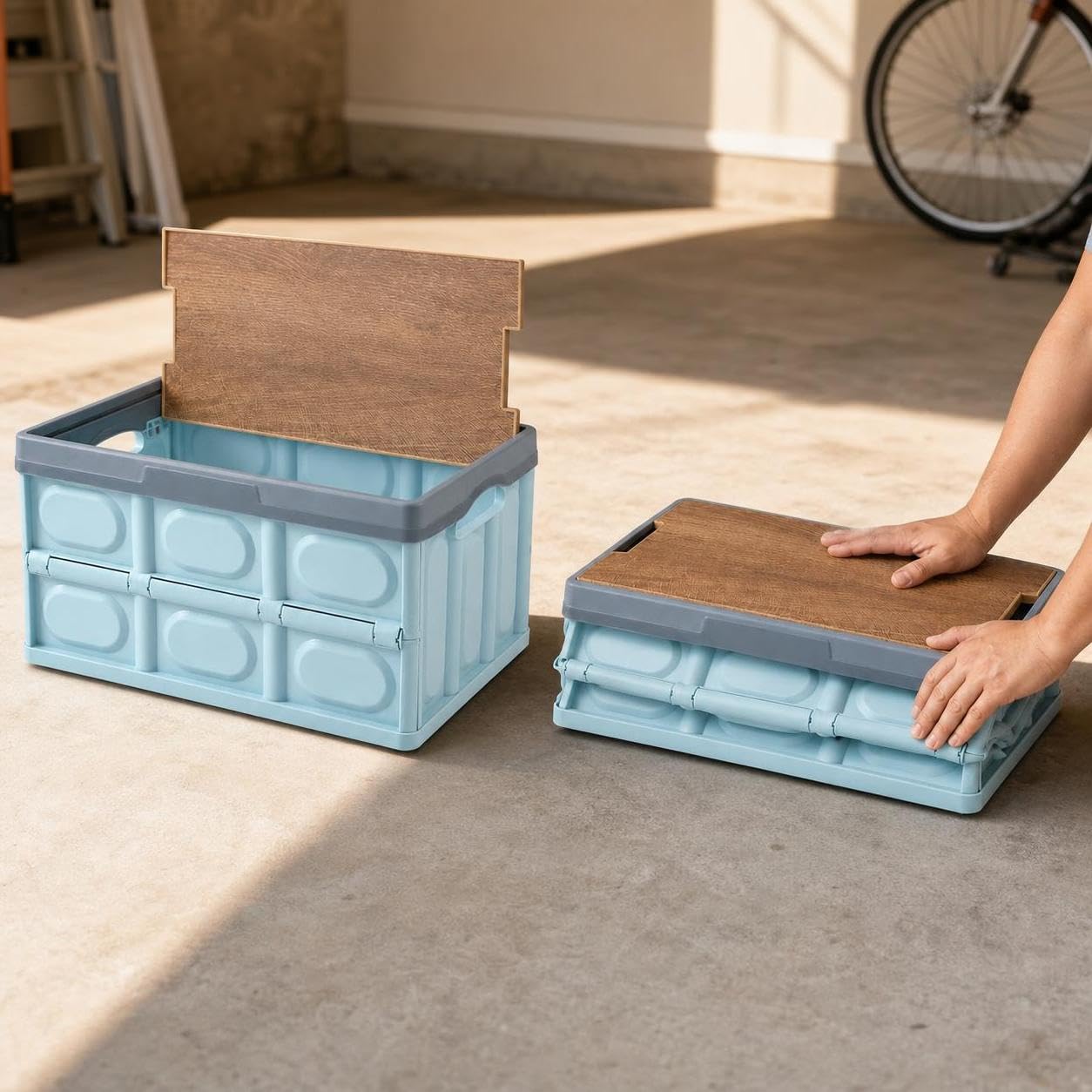 Caja almacenamiento plegable, grande con bolsa impermeable