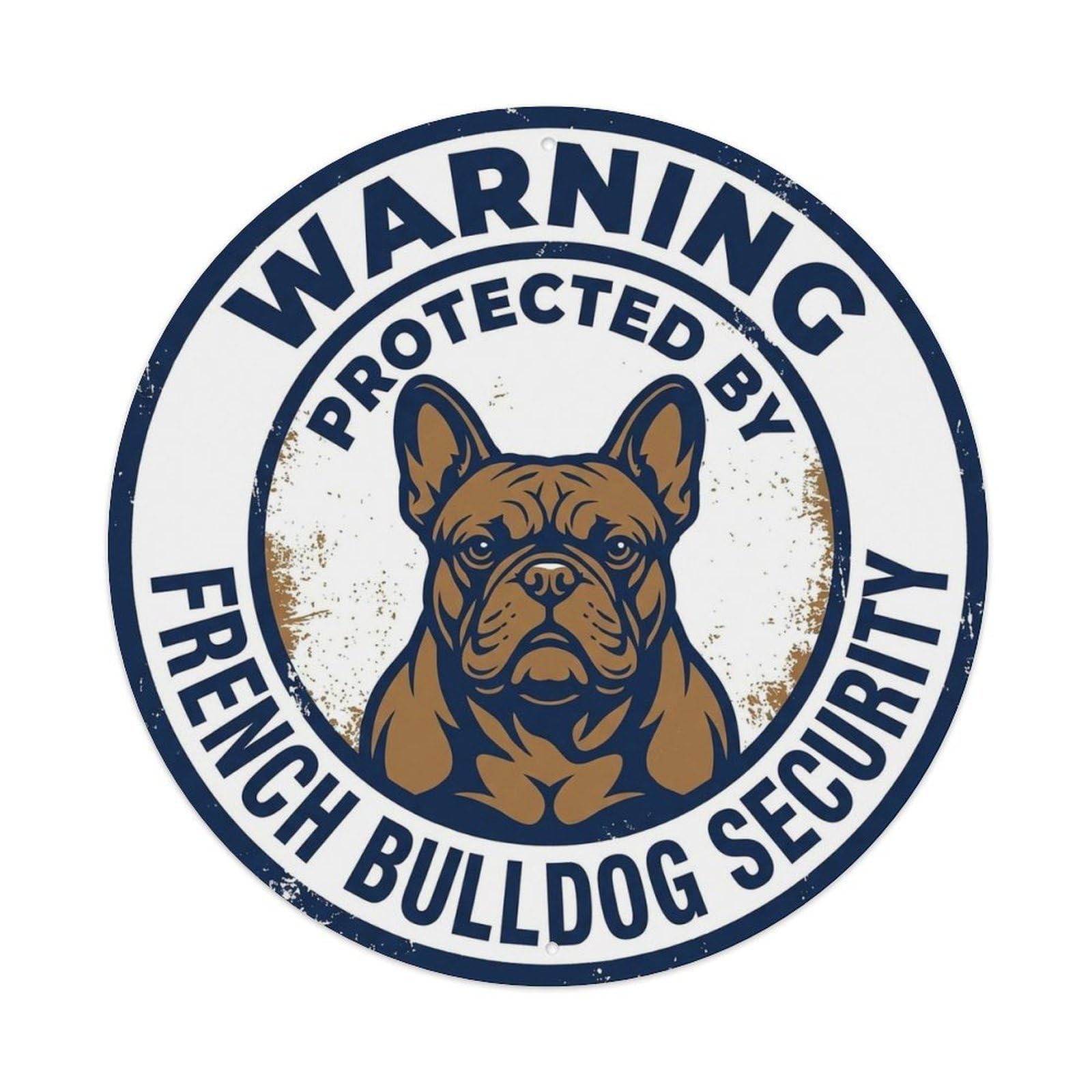 French Bulldog Security Warning Stamp Style Metal Tin Sign