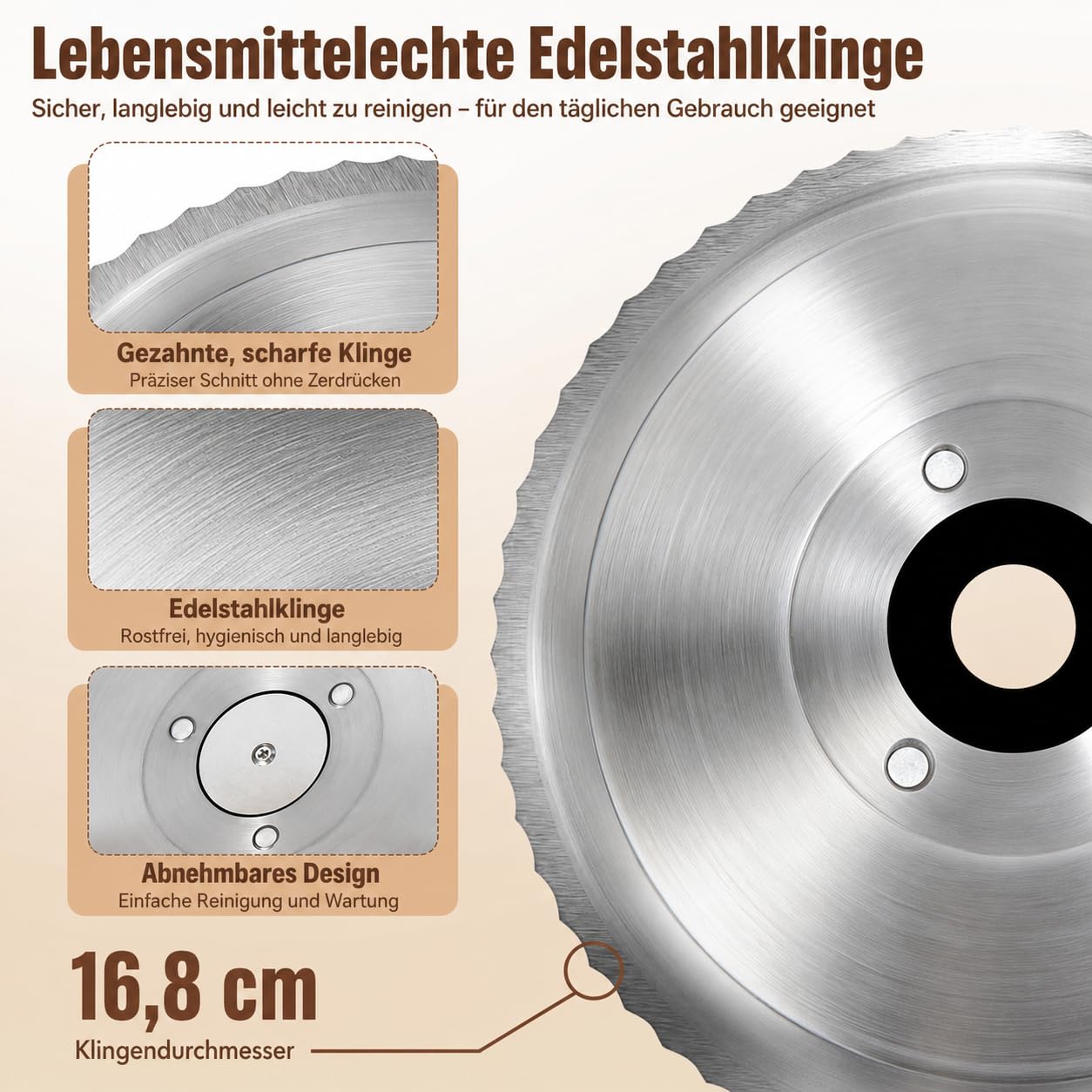 Brotschneidemaschine Manuell mit Handkurbel,Brotschneider mit Verstellbarer Scheibenbreite 0-2,2 cm,Edelstahl Klinge & Massivholz,Tragbare Schneidemaschine mit Saugnäpfen für Sauerteig Brot&Roggen