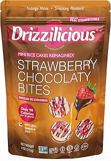 Drizzilicious Strawberry Chocolaty Bites, Mini Rice Cakes, 113g, Vegan, Gluten-Free
