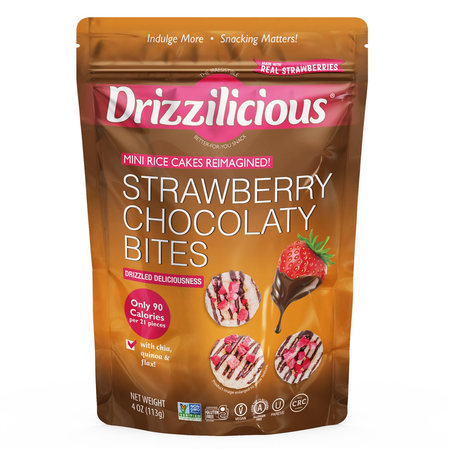Drizzilicious Strawberry Chocolaty Bites Mini Rice Cakes, 4 OZ — grocery & food deal