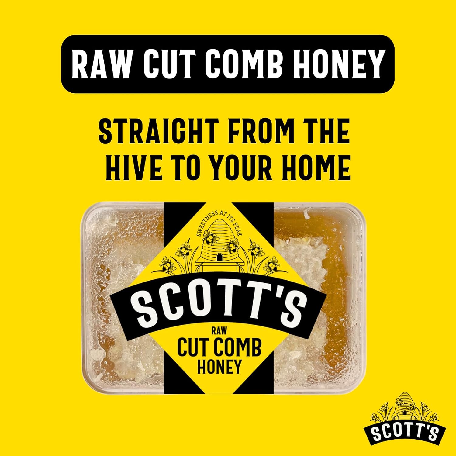 Scott’s Honey Honeycomb Slab, 14 oz – Raw Cut Comb Honey, Pure Edible Beeswax, Natural Sweetener for Cheese Boards, Desserts & Snacking