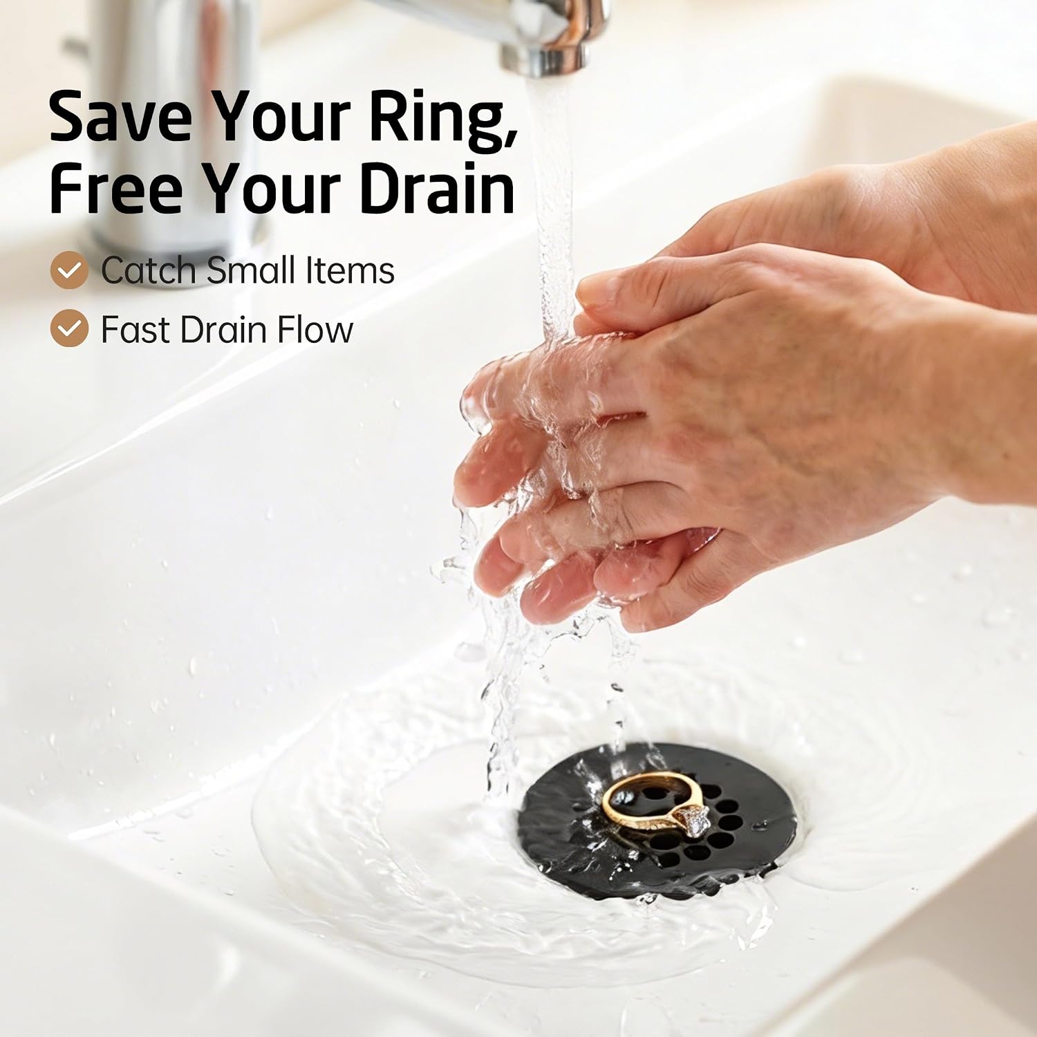 KES Bathroom Sink Grid Drain Without Overflow, Faster Drainage Anti-Clog | Matte Black Vanity & Vessel Drain Strainer, All Metal, Stainless Steel & Brass, S2021D-BK