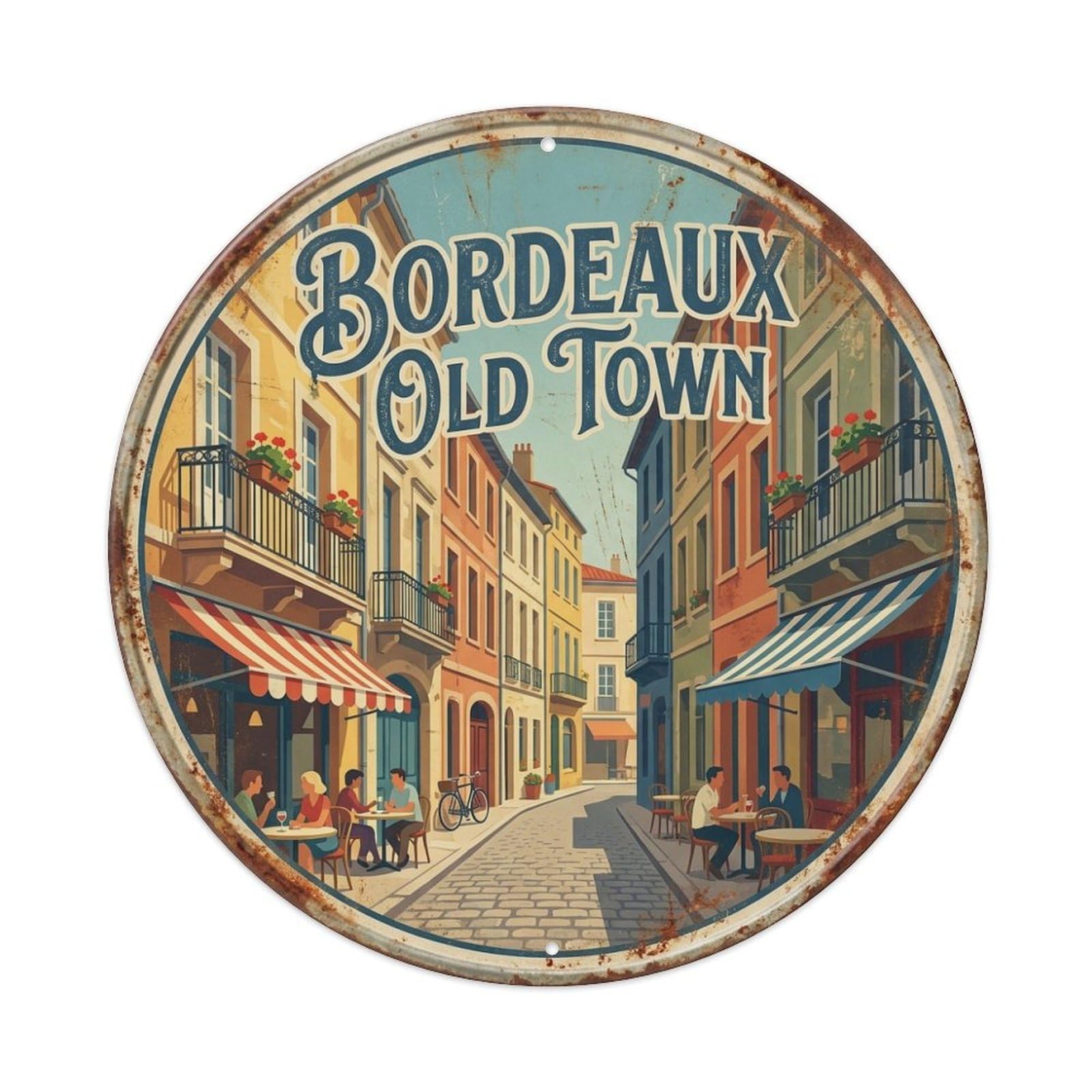 France Bordeaux Architecture Travel Old Town Metal Tin Sign