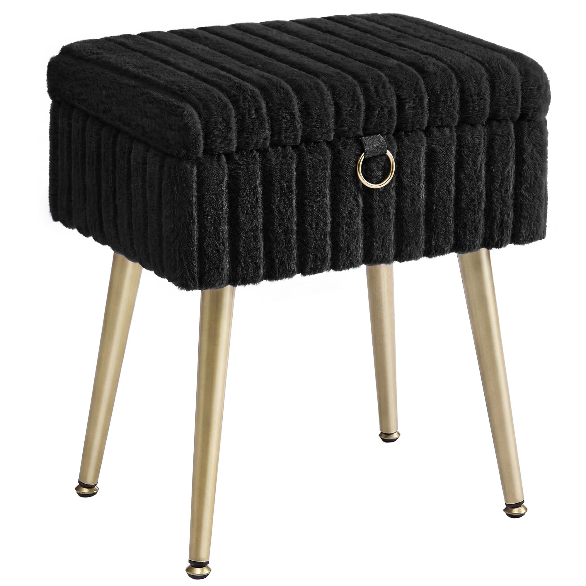 SONGMICS Vanity Stool Chair with Storage, Metal Legs, Max. Load 440 lb