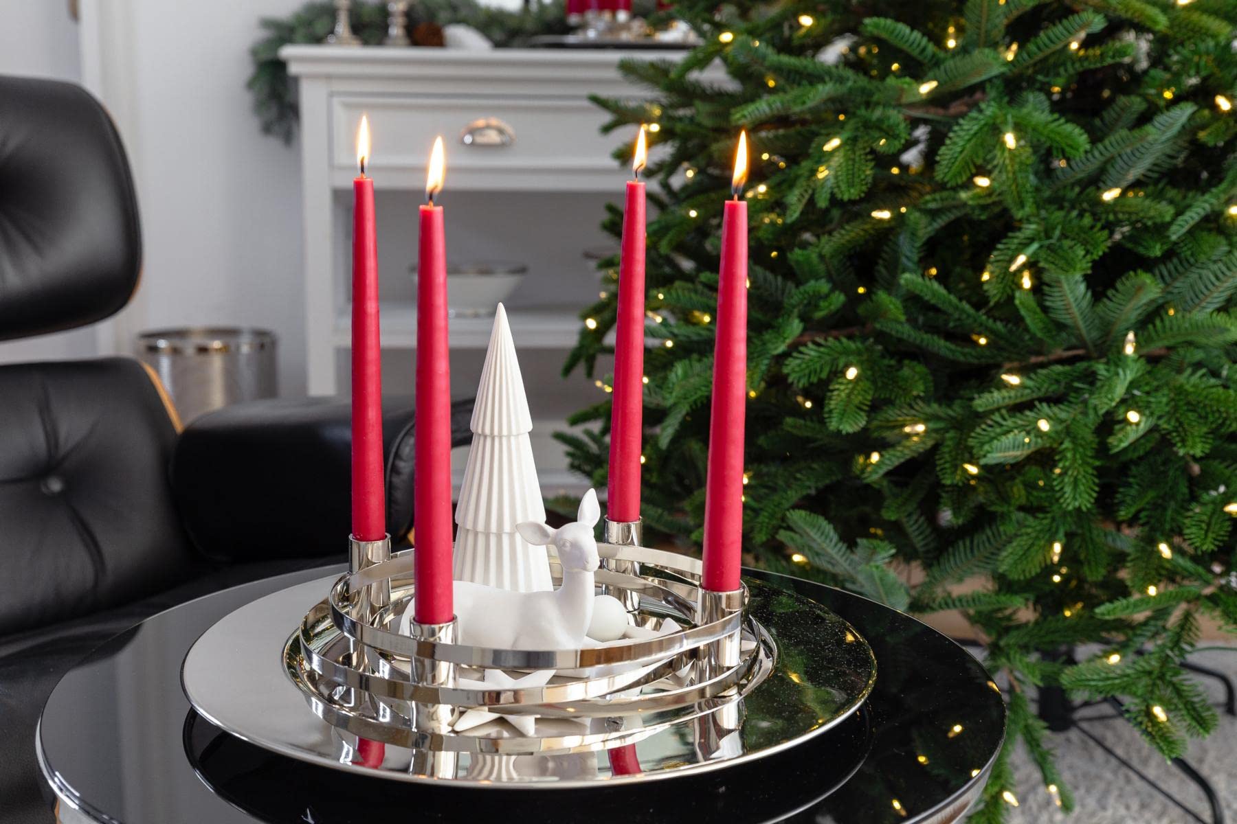 EDZARD Adventskranz La Avia, Durchmesser 39 cm, Edelstahl, silberfarben, für Stabkerzen