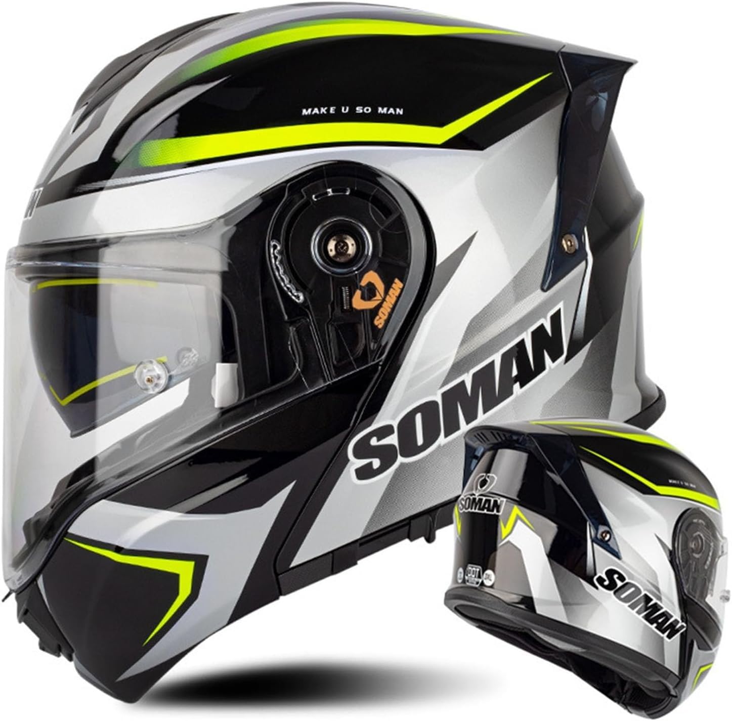 Integralhelm für Motorradfahrer, modular, Antibeschlag-Doppel-Sonnenblende, Klapphelm für Cross-Country-Fahrer, Moped-Rennhelm, Unisex, Erwachsene, Herren und Damen, DOT/ECE-Zulassung F,XXXXL=67-68cm