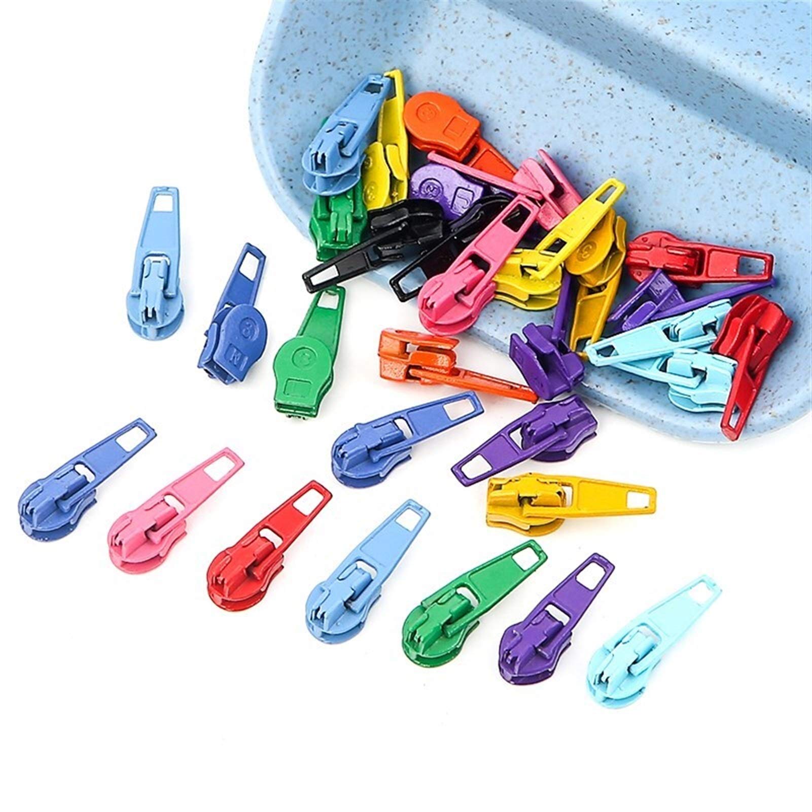 Plastic Zipper 10pcs Painting Metal Slider, Multicolor 3# Nylon Puller, for, for Sewing(Mix)