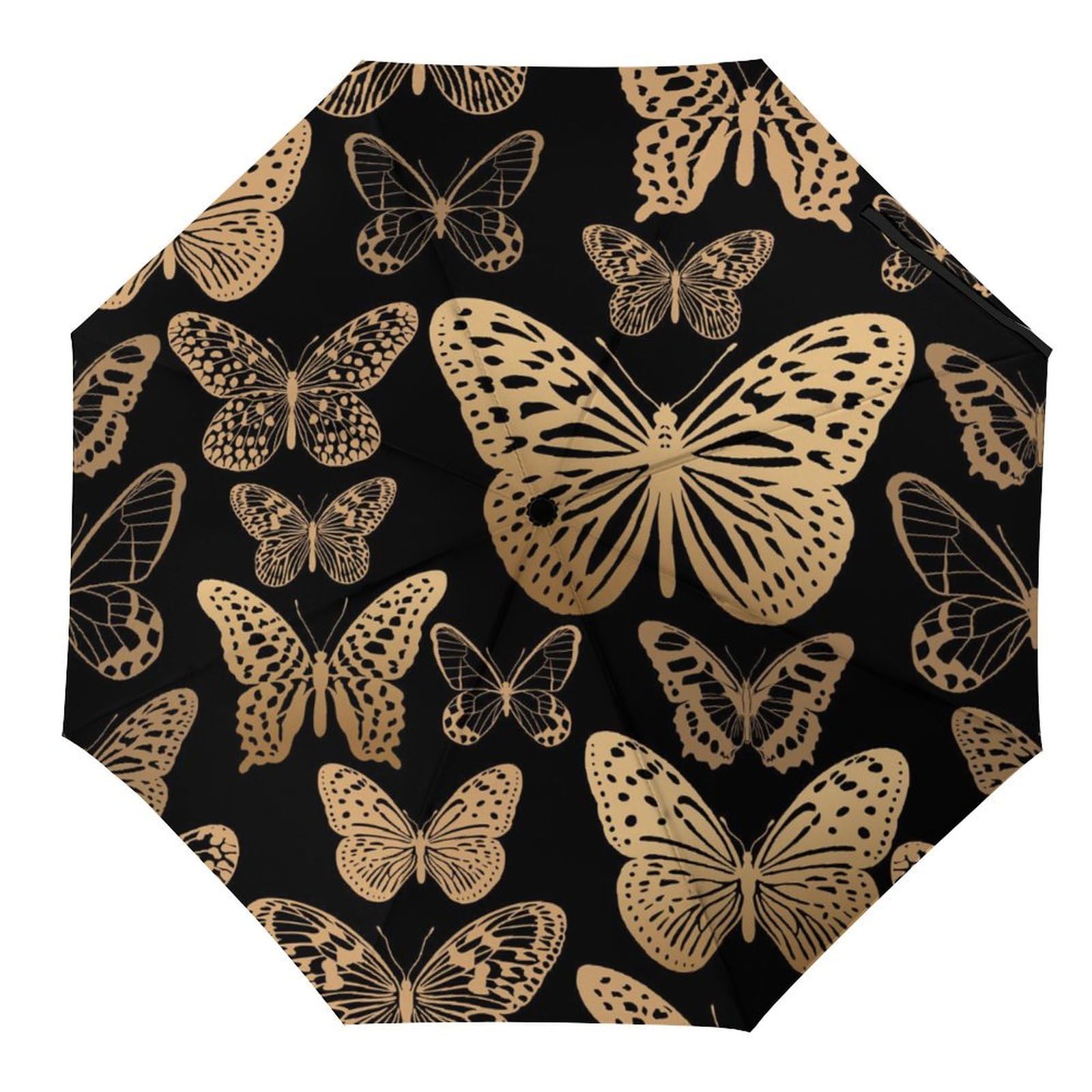 Parapluie pliant automatique papillon d'or compact pour voyage - 8