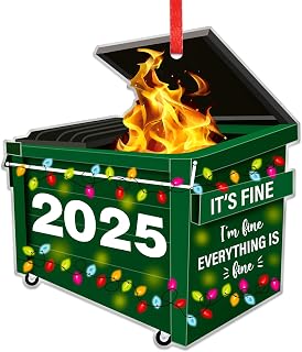 Funny Dumpster Fire Christmas Ornaments - Its Fine Everything's Fines Ornaments for Christmas Tree Decoration, for Women Men, Coworkers Friends 2025 Office White Elephant Gift
