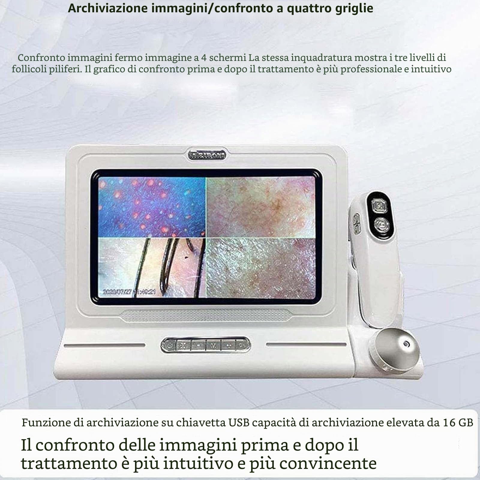 Analizzatore di capelli per diagnosi della pelle - Microscopio digitale da 28 cm per follicoli piliferi del cuoio capelluto e macchina per il rilevamento di capelli e pelle - Strumento per uso