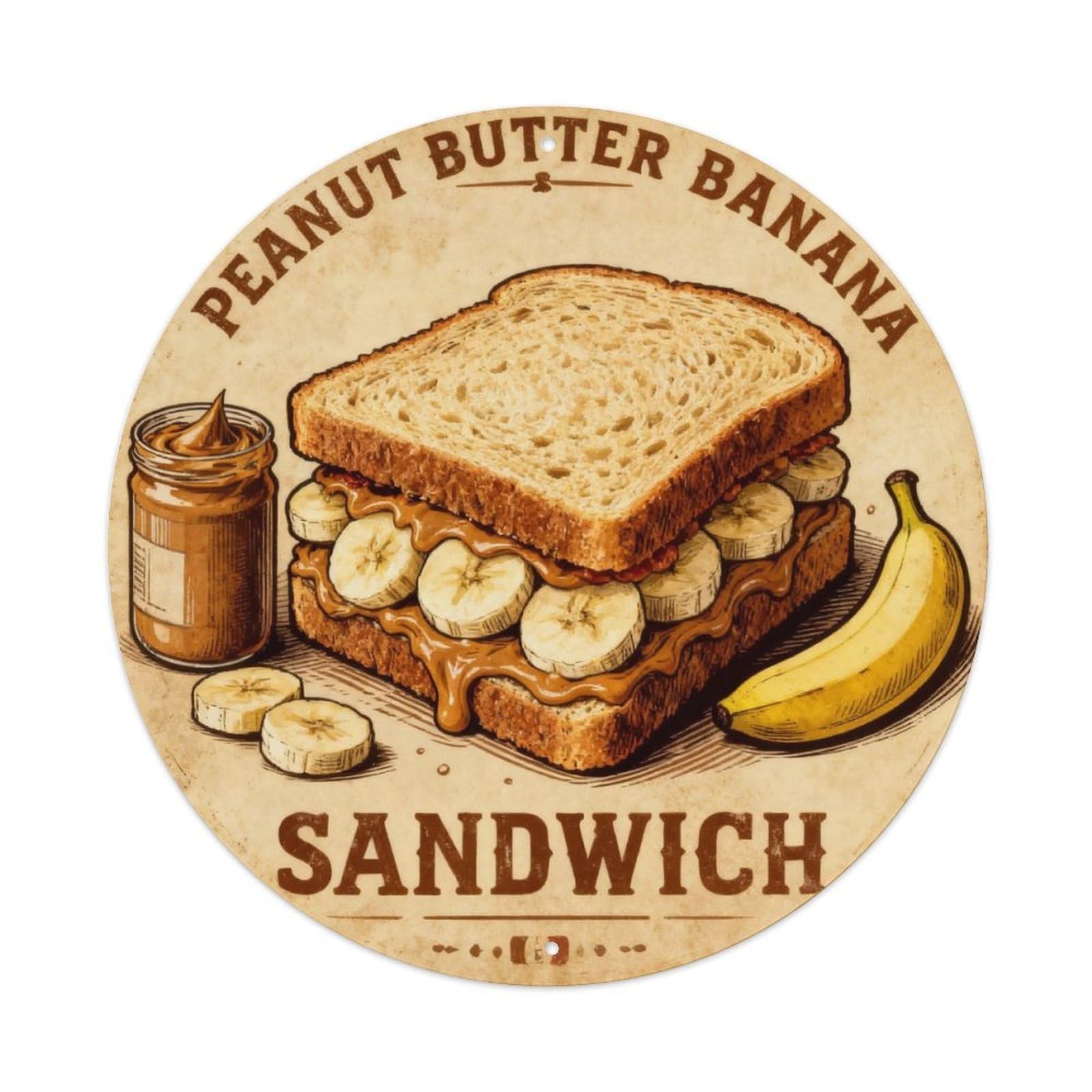 Peanut Butter Banana Sandwich Retro Tin Sign Metal Tin Sign Plaque