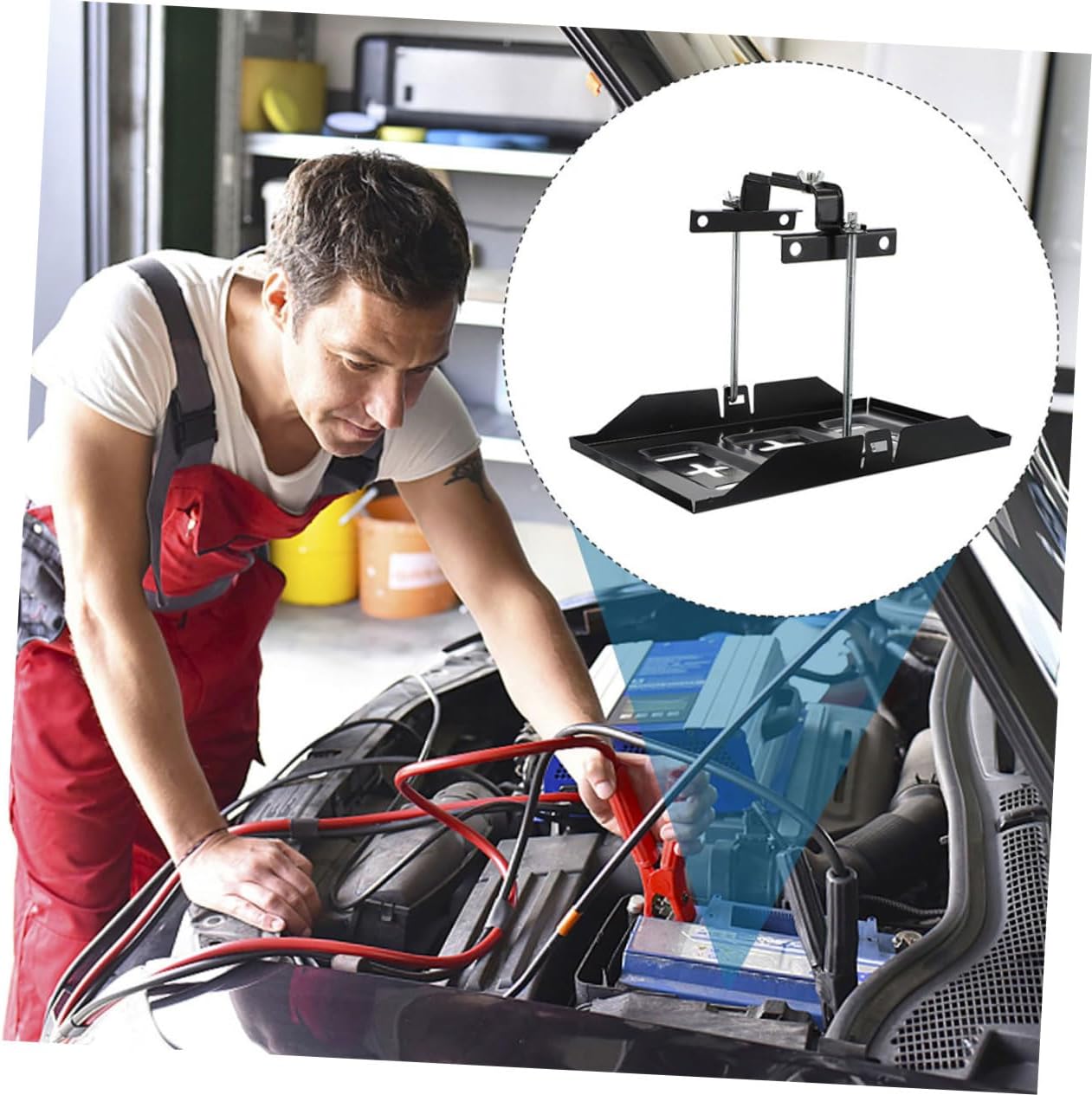 1Sets Adjustable Battery Tray Holder Car Boat Battery Mounting Brackets with Complete Hardware Kit for and Easy Installation Compatible with Various