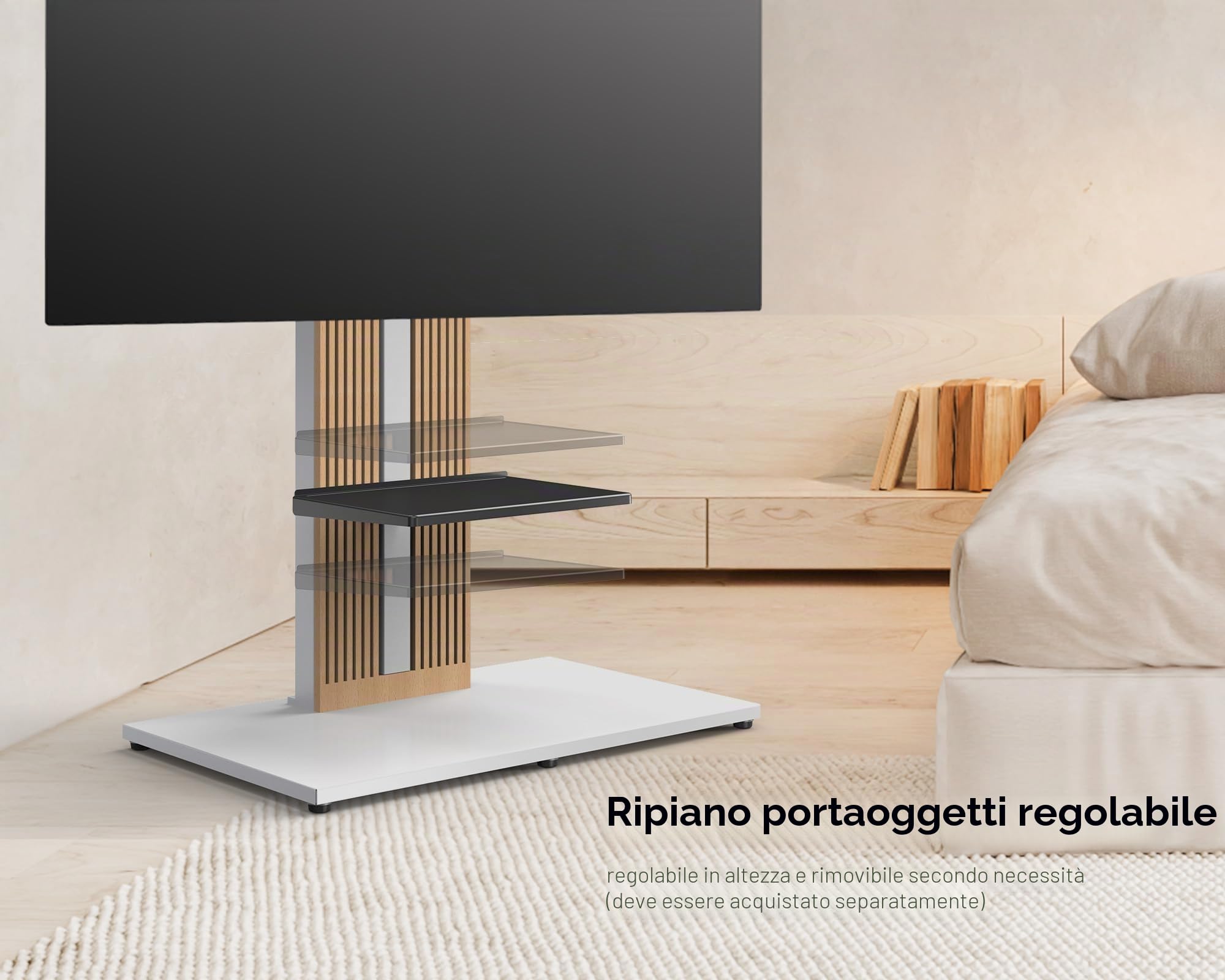 FITUEYES Supporto TV da Pavimento per 55" - 88" Regolazione Angolo ± 30° Porta TV da Terra Mobile Portata Massima 60kg Massimo VESA 600 * 400mm Serie ZEN