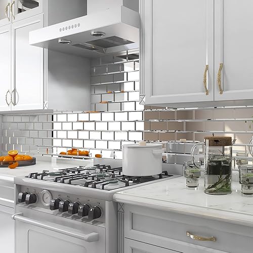 Miniatura 9 de Lovdeco Azulejo de espejo, espejo de metro biselado para salpicadero de 3 x 12 pulgadas para pared de cocina y baño (20 unidades, 5 pies cuadrados)
