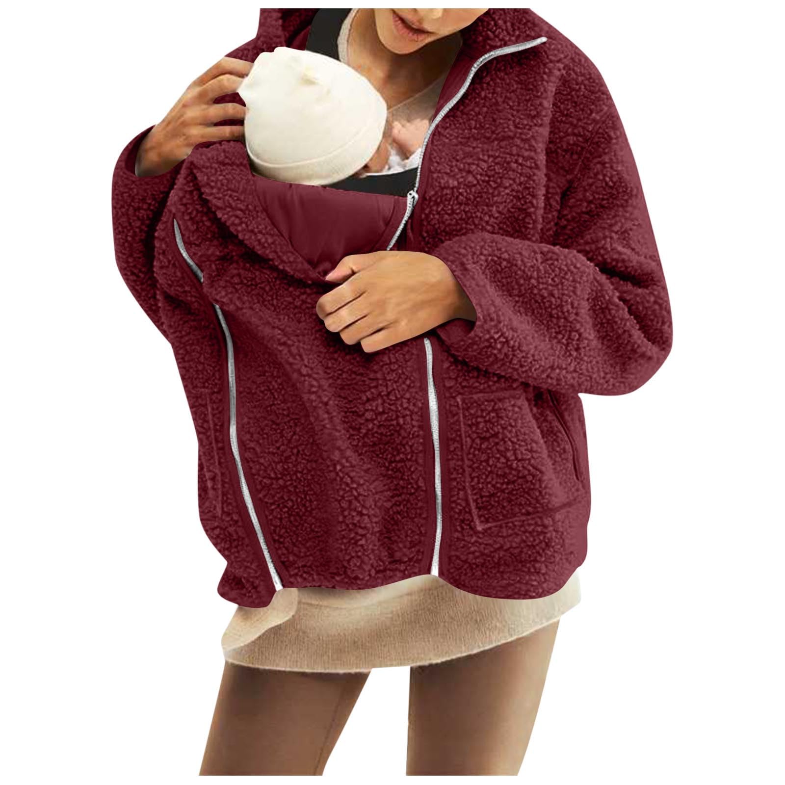 Abrigo de maternidad 2 en 1 para mujer, forro polar con chaquetas de bebé