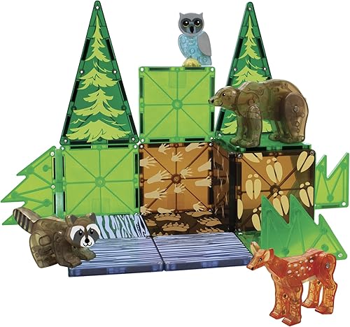 Miniatura 6 de MAGNA-TILES Animales del bosque - Juego de construcción magnética de 25 piezas, la marca original de construcción magnética