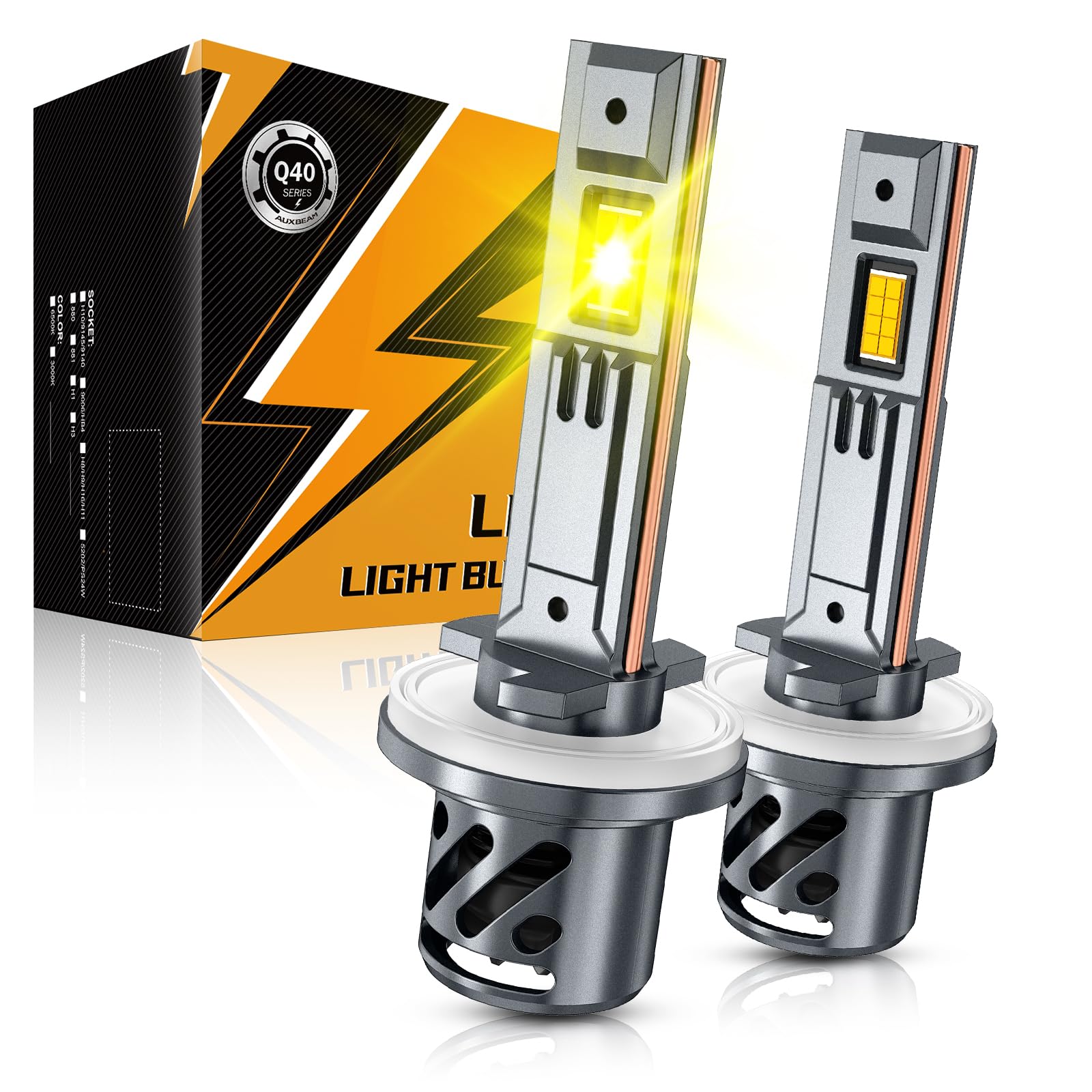 Auxbeam 880 881 Fog Lights Golden Yellow Powersport Lights Offroad 16000LM