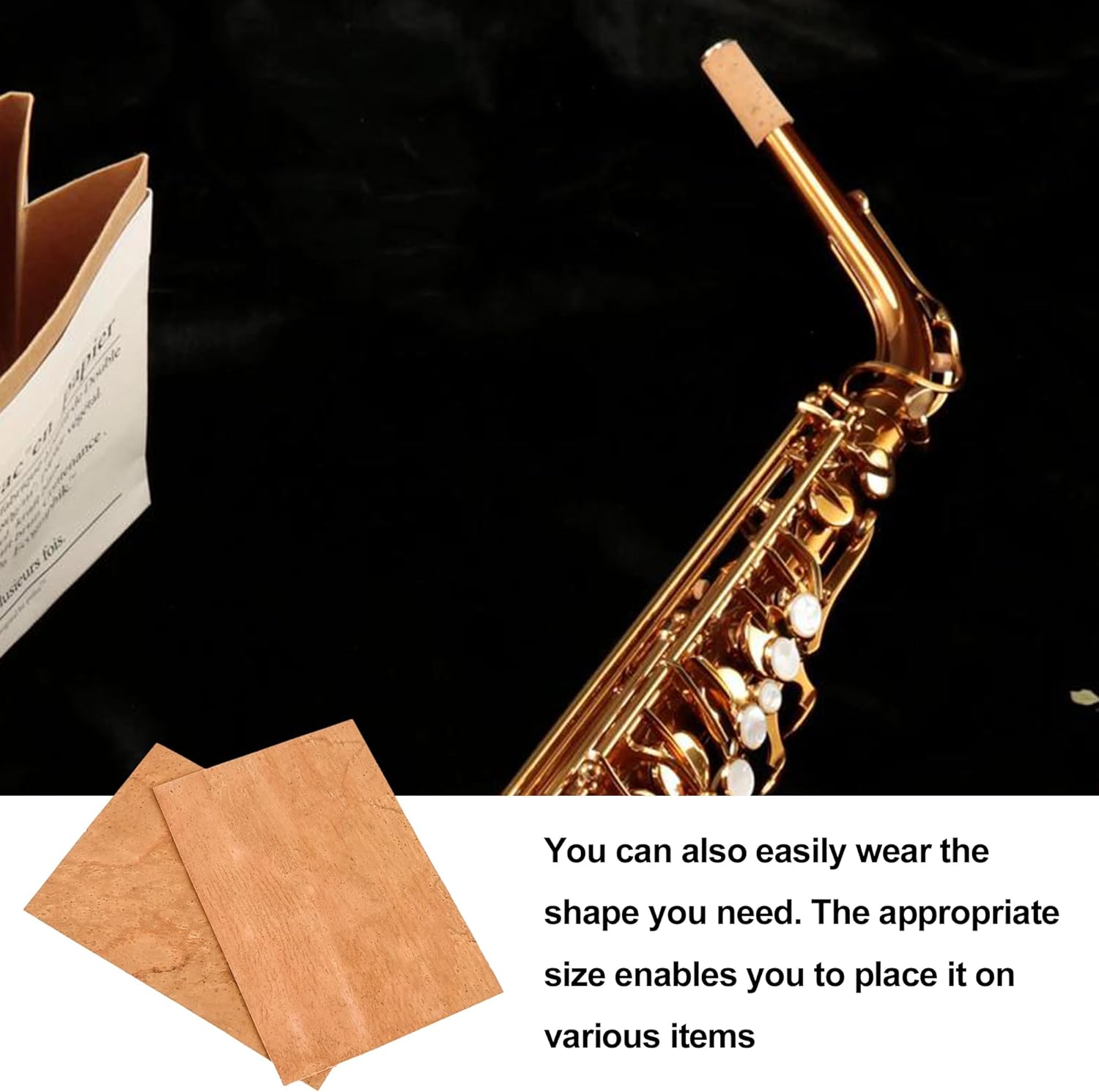 Bstinay 5pcs 150 x 100 x 1.2mm Extra Cork for Saxophone/Clarinet/Oboe Woodwind Instrument Pads