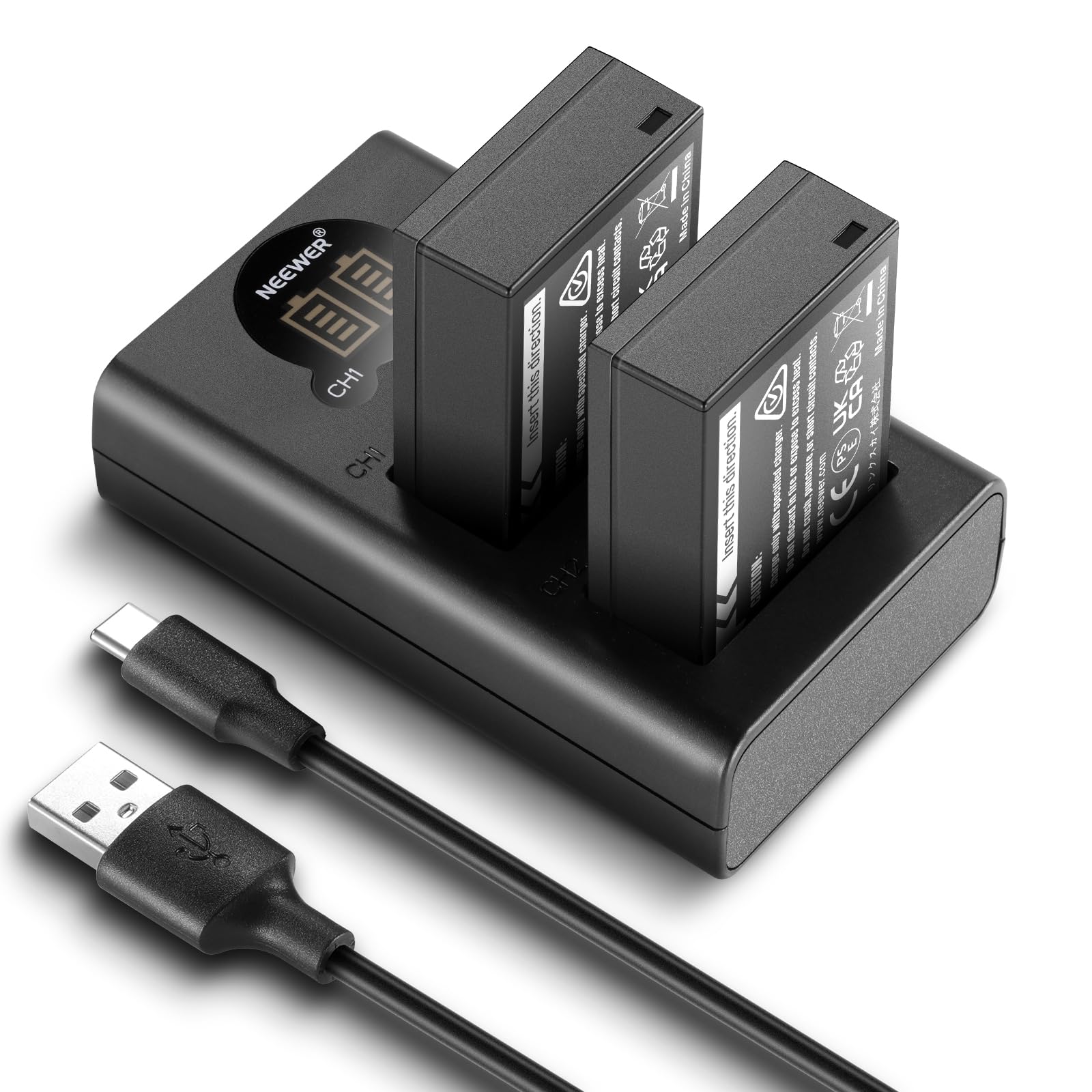 NEEWER NP-W126/NP-W126s Replacement Battery Charger Set with Dual Charger and USB C Cable, Pack of 2, 1140 mAh Camera Battery, Compatible with Fuji X100VI X-T30 II X-S10 X-T200 X100F X100V X-A5 X-E4
