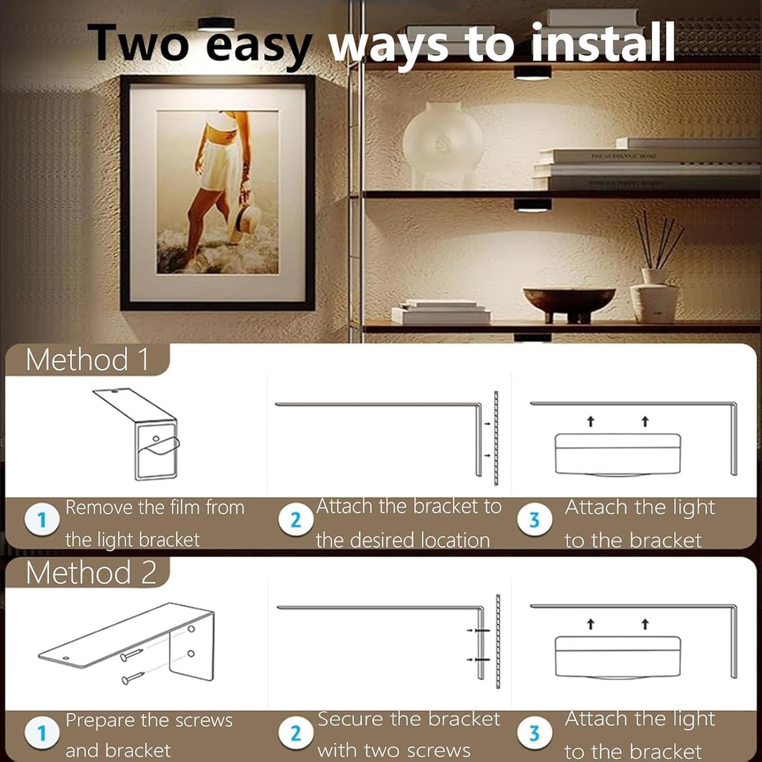 6-tlg. Magnetisches Bilderlicht Set - Kabellos Mit Fernbedienung 12 Beleuchtungsmodi