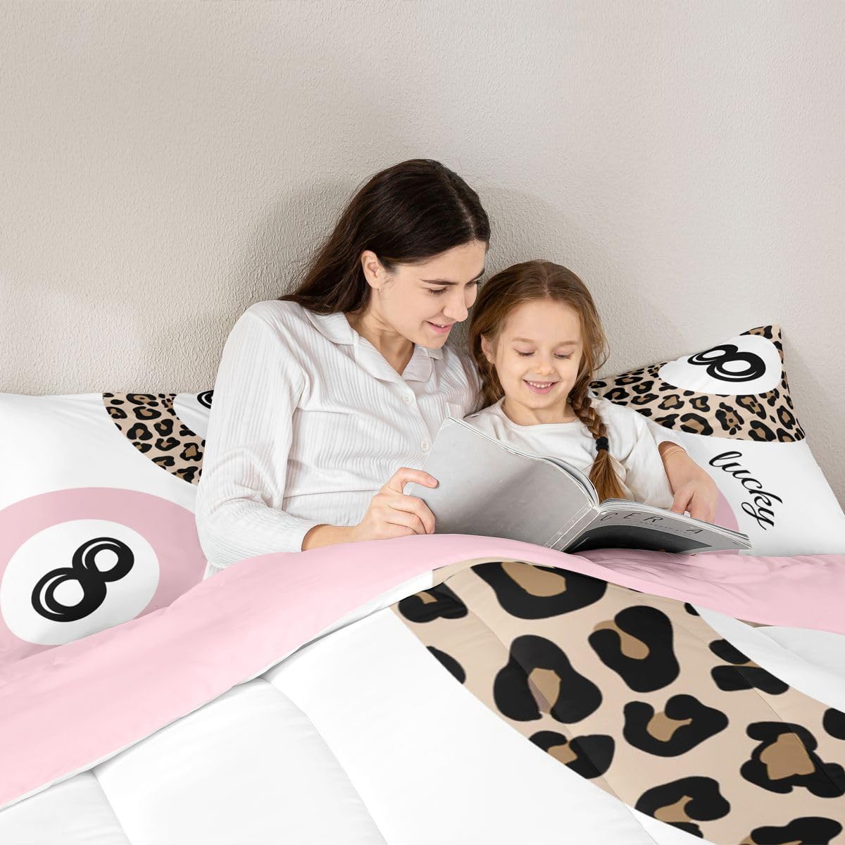 Erosebridal Funky Lucky 8 Ball Bedding Set,Boys Girls Preppy Leopard Print Comforter Set Full Size,Lucky 8 Ball Cheetah Quilt Y2K Trendy Preppy Duvet Insert Room Decor Aesthetic