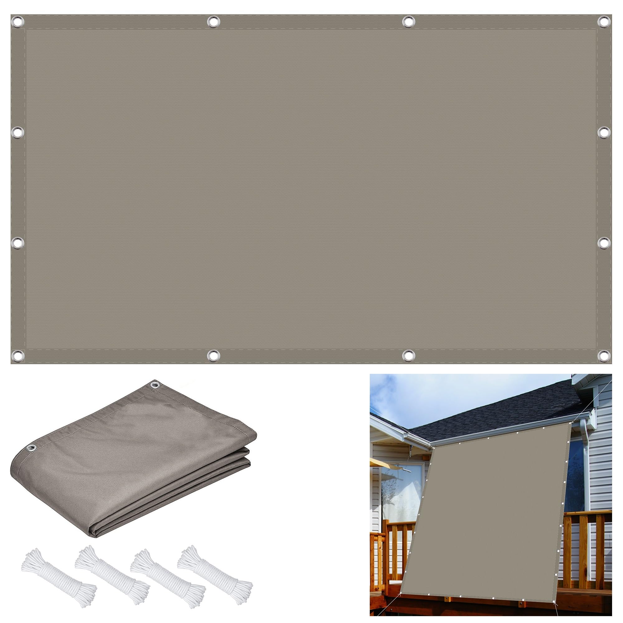 Prostokąt Żagla Przeciwsłonecznego 100 x 560 cm Płótno Z Cieniem Przeciwsłonecznym Pergola Na Imprezę Na Patio W Ogrodzie, Kolor ciemnoszary