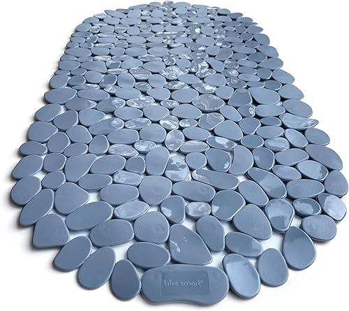 Miniatura 14 de Tapete antideslizante para bañera/ducha "Pebbles" de 27.5 x 14 pulgadas, rectangular, no tóxico, seguro, limpio, lavable a máquina, agarre y drenaje