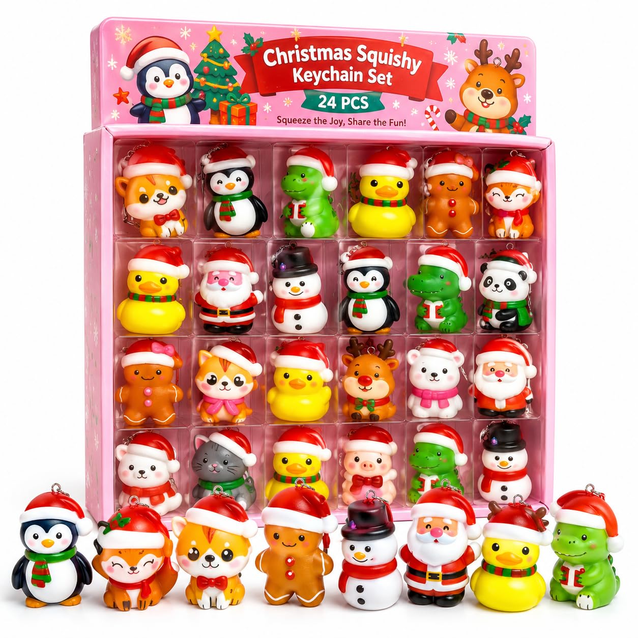 Świąteczny brokatowy renifer rosnący Squishy Ornament zestaw, 24 szt