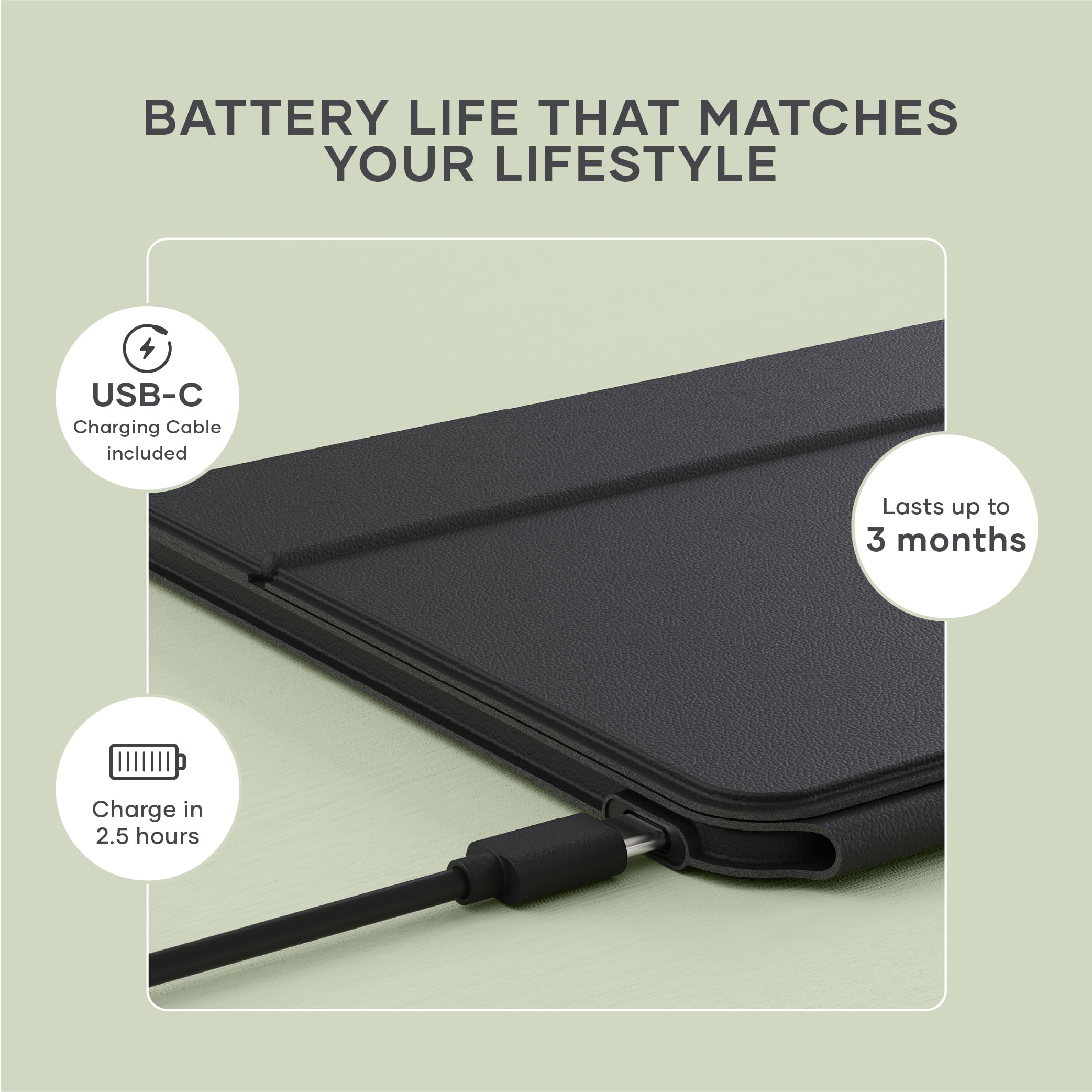 Satechi OntheGo Tastiera Wireless Bluetooth con Supporto, QWERTY US, Nero | Layout Americano, fino a 4 mesi di autonomia, supporto regolabile, fino a 3 dispositivi, per iPad, tablet e laptop