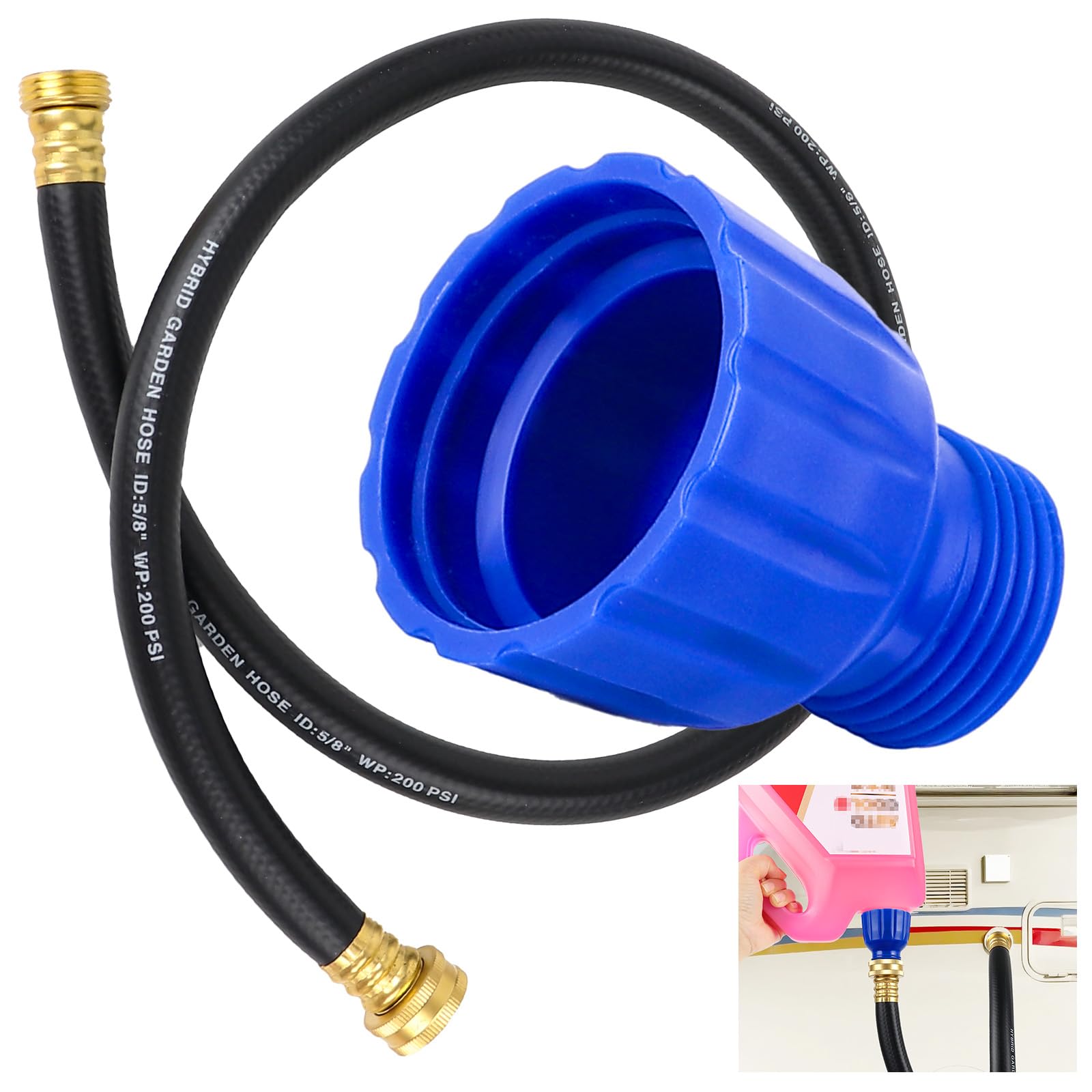 Garden Hose to Antifreeze Bottle Adapter Kit, Rv Winterizing Kit, Multifunctional 3/4'' Hose Male to Female for RV, Camper, Marine & Garden Hose