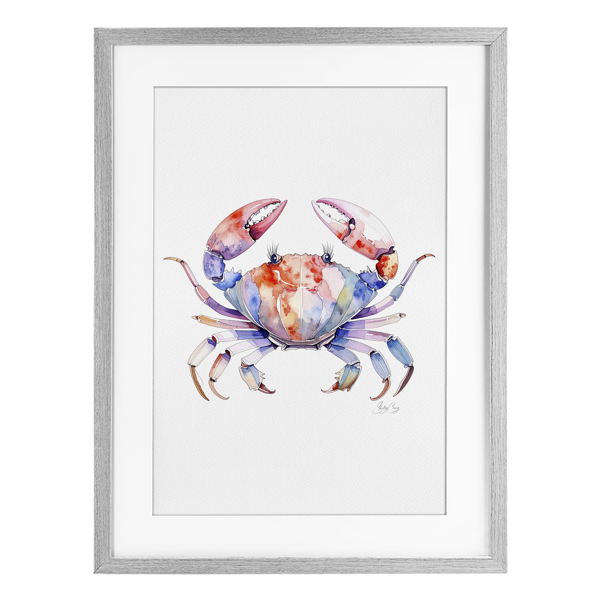 Stupell Industries Farmhouse Gray (Textured) 'Tide Dancer Crab'| Framed Print Under Glass