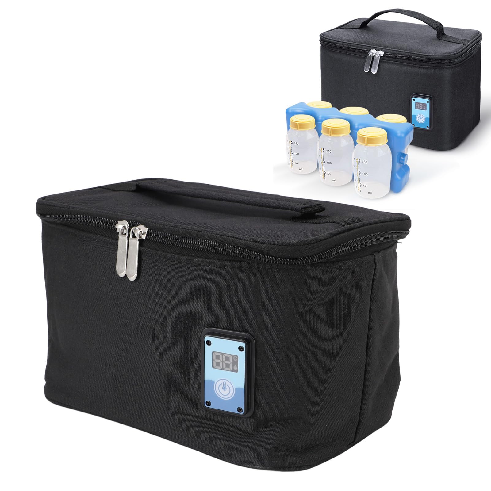 Sac Isotherme Portable pour Lait Maternel, Pochette de Stockage de Lait, Organisateur isolé avec Affichage numérique de la température, Support en Tissu Oxford pour Voyage, Soins