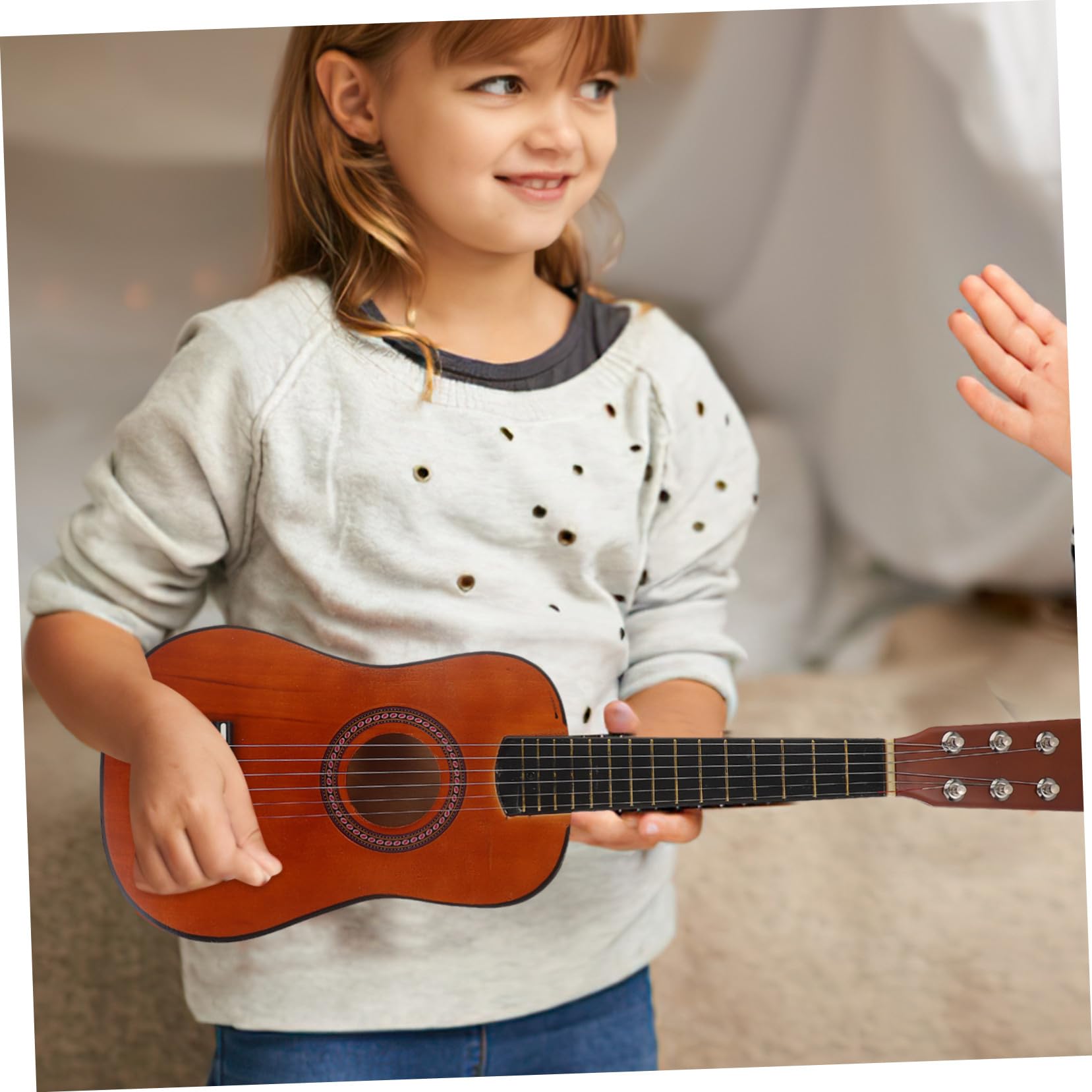 VICASKY Guitare Jouet en Bois pour Débutants Son Clair et Net, Qualité Sonore Exceptionnelle, pour Garçon et Filles et Apprentissage Musical