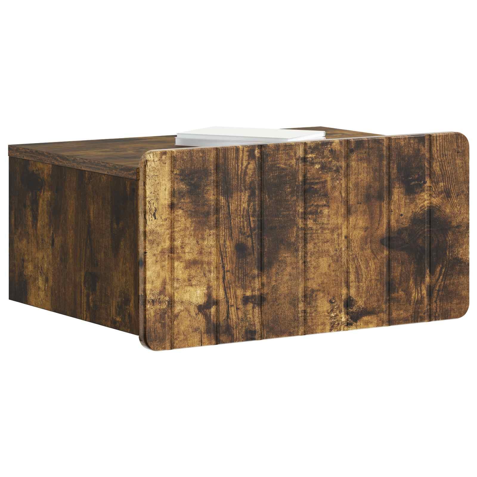 Nachttisch, Wandmontage, 2 Stück, Eiche, 49 x 34,5 x 24 cm | Holzwerkstoff, Aufbewahrungsschublade, modernes Vintage-Design, einfache Pflege mit feuchtem Tuch