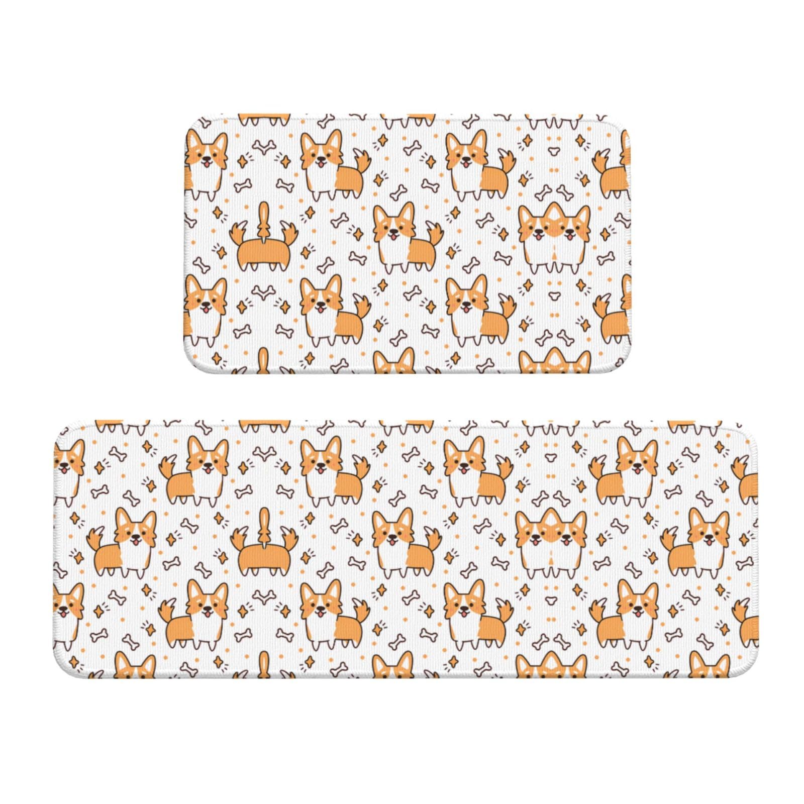 Alfombrillas de cocina antideslizantes con bonito estampado de corgi para fregadero